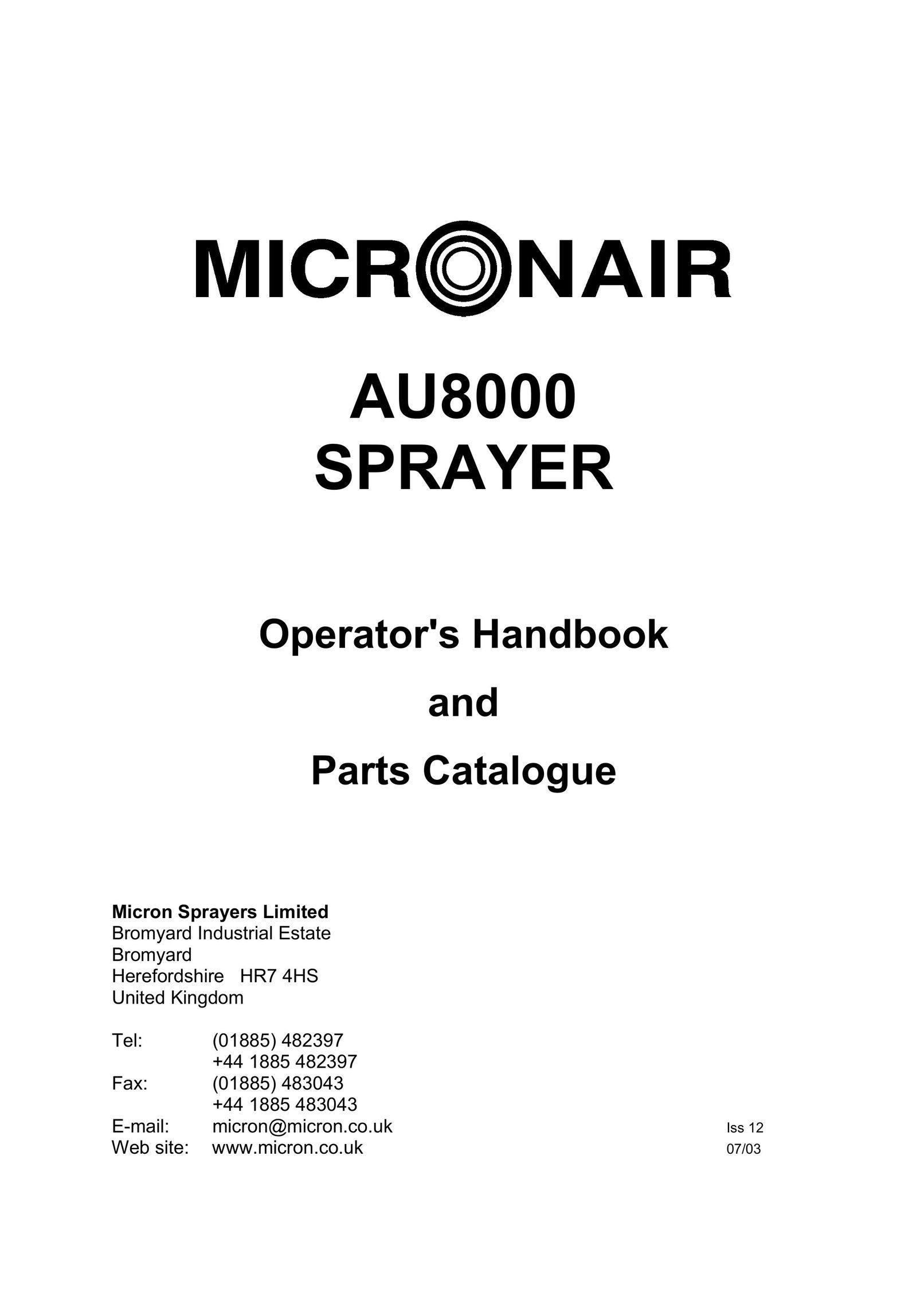Micron Technology AU8000 Paint Sprayer User Manual
