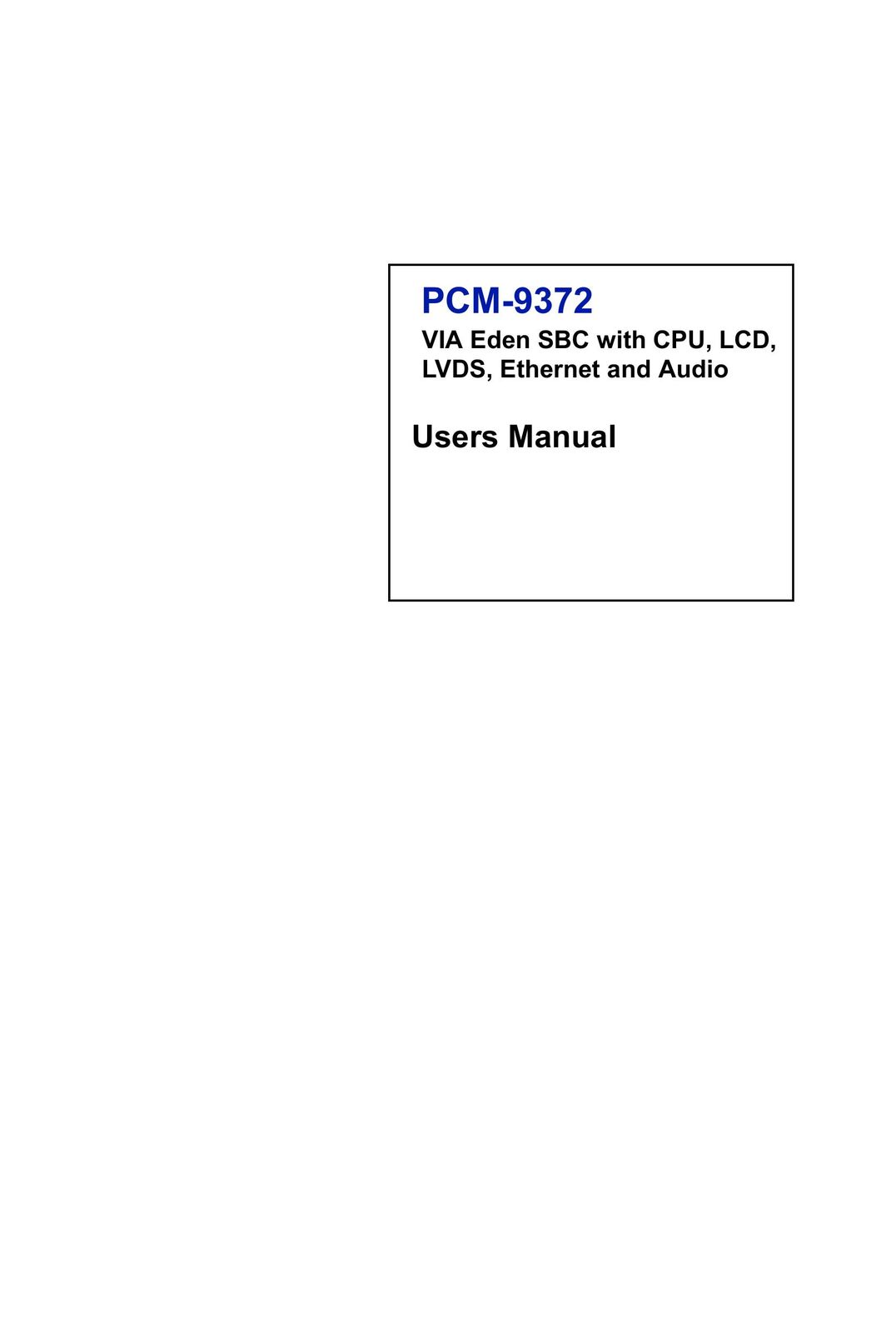 Advantech PCM-9372 Planer User Manual