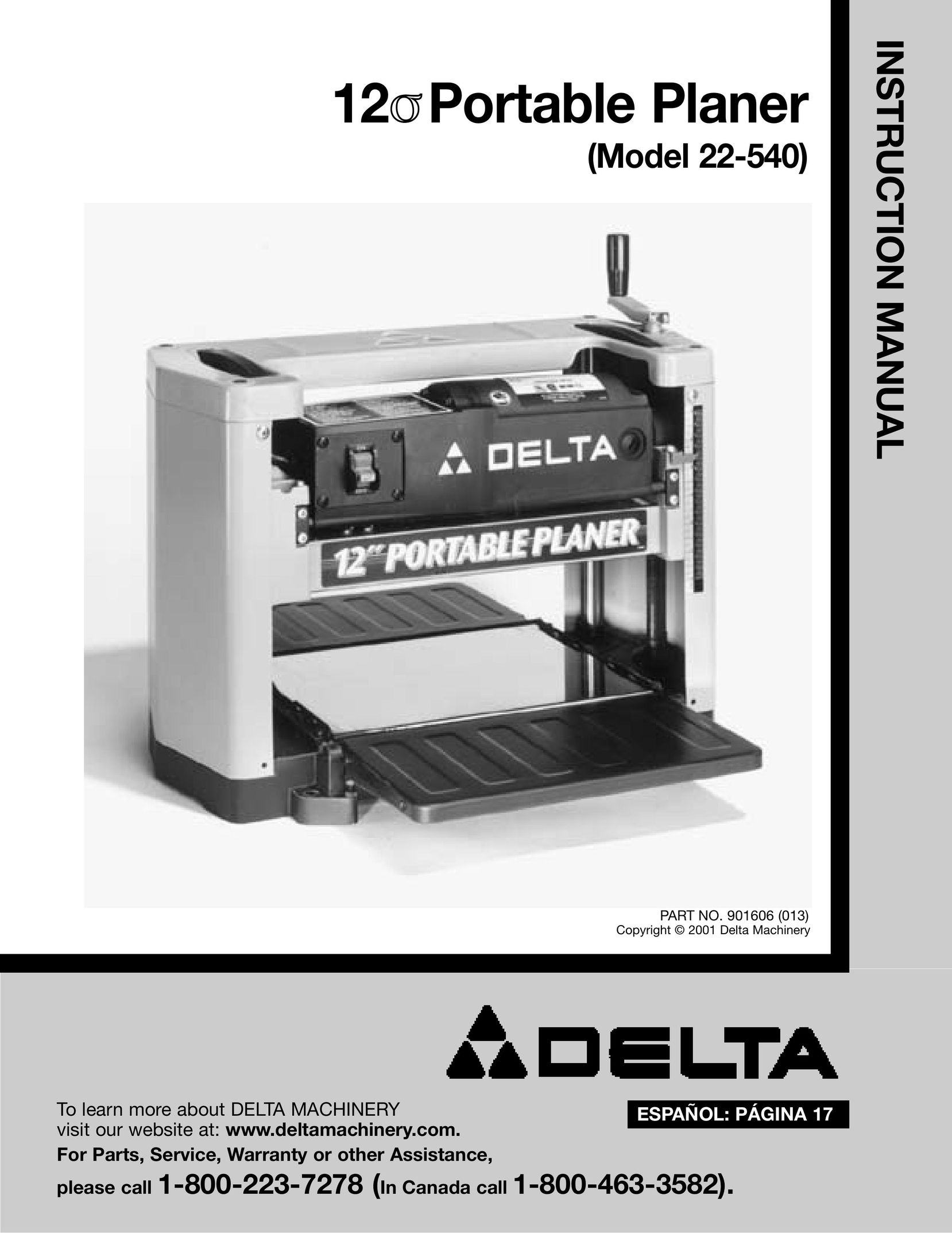 Delta 22-540 Planer User Manual