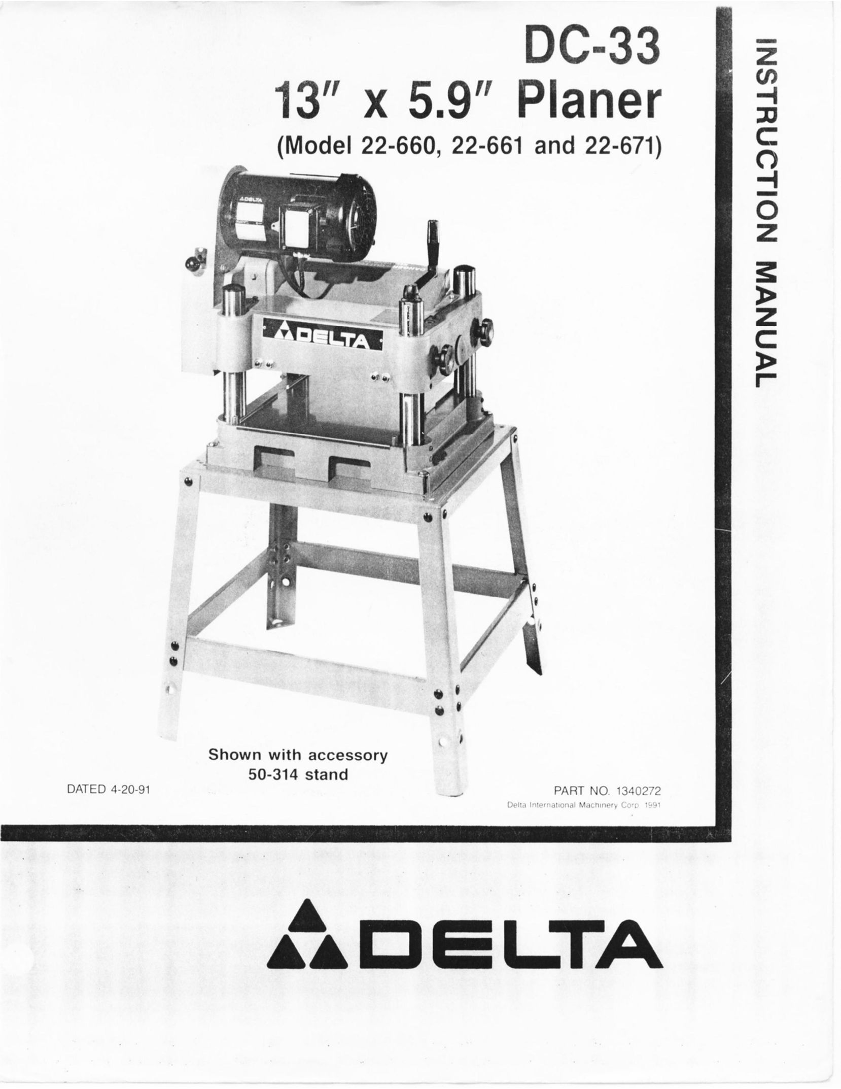 Delta 22-661 Planer User Manual