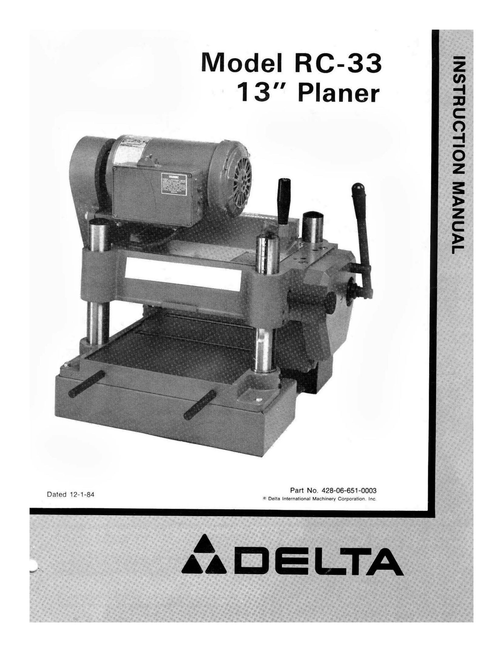 Delta RC-33 Planer User Manual