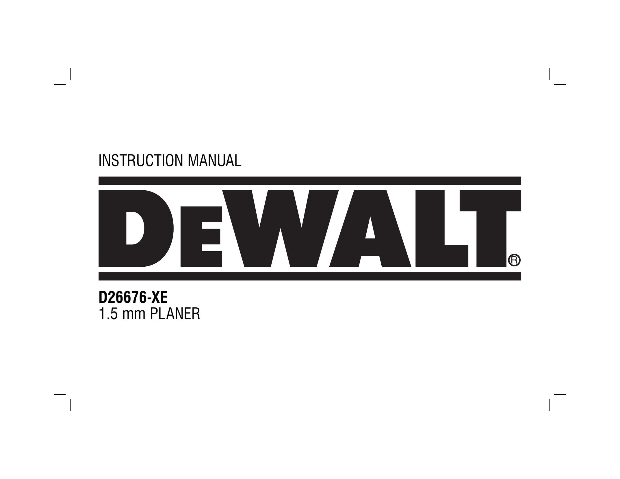 DeWalt D26676-XE Planer User Manual