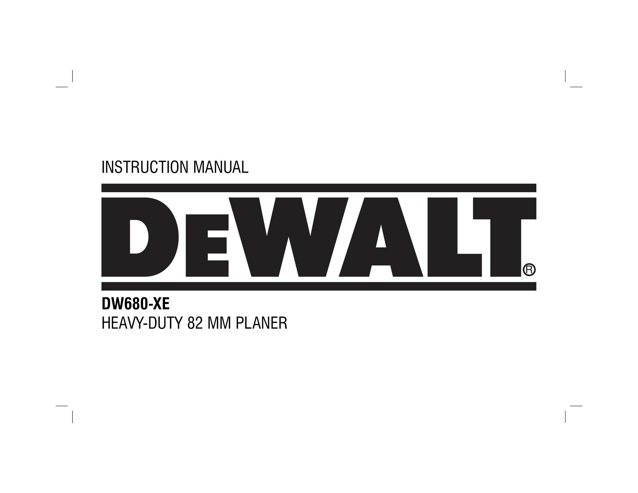 DeWalt DW680-XE Planer User Manual
