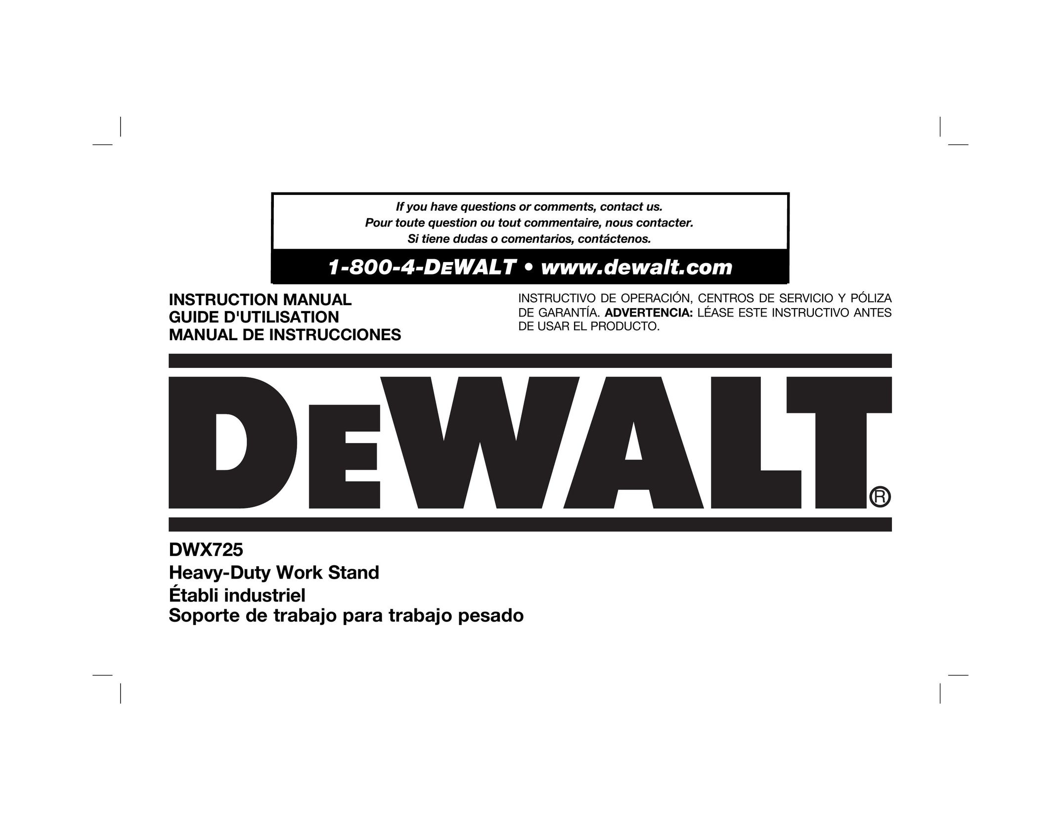 DeWalt DWX725 Planer User Manual