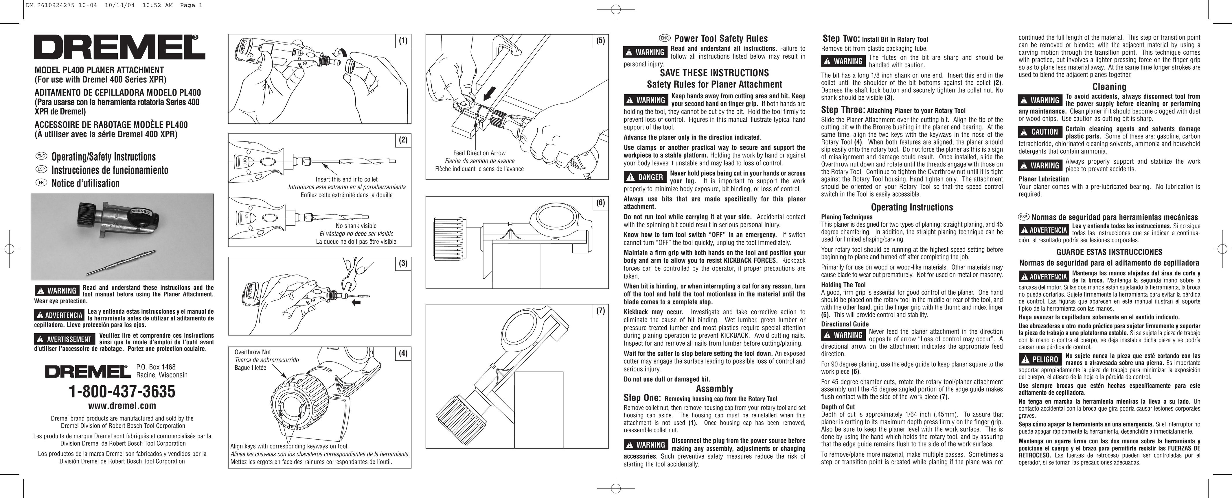 Dremel PL400 Planer User Manual