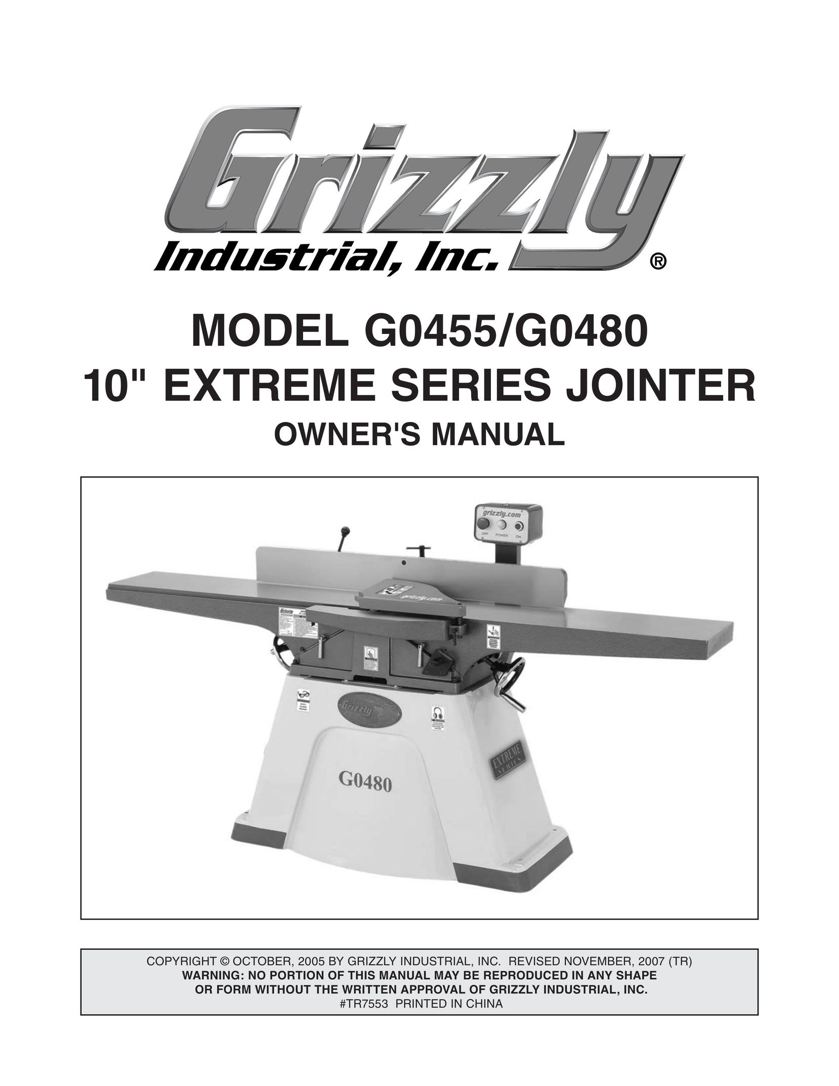 Grizzly G0455 Planer User Manual
