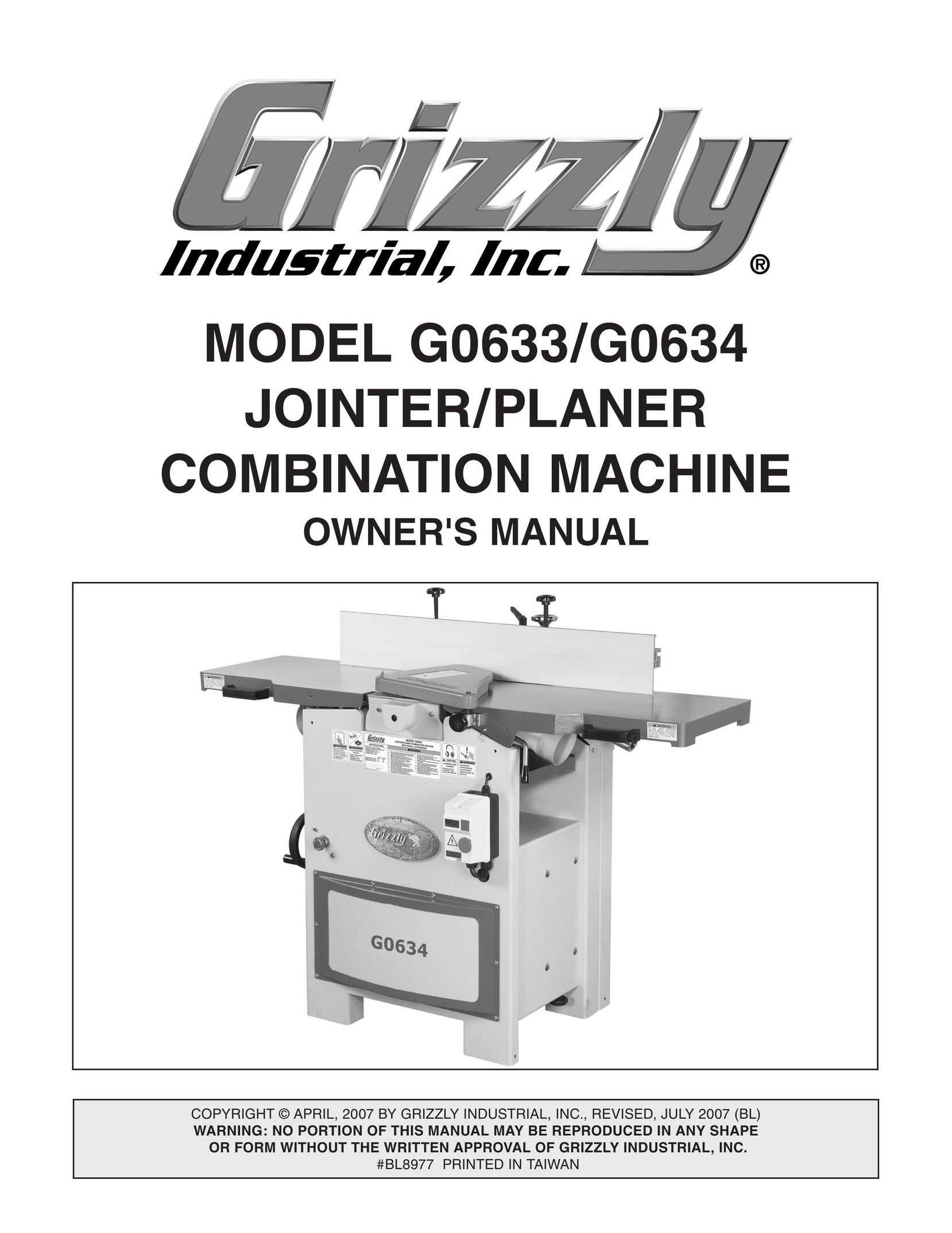 Grizzly G0633/G0634 Planer User Manual