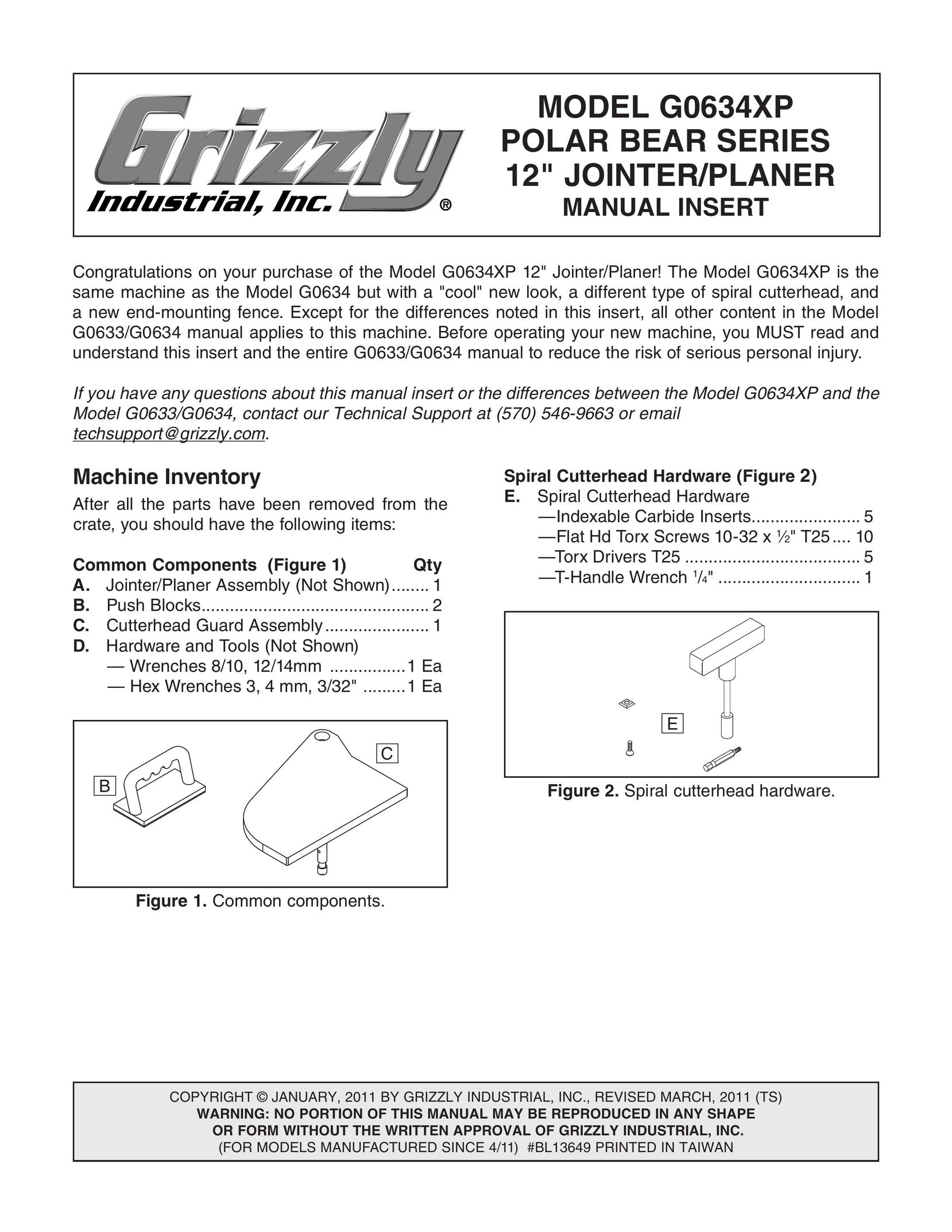 Grizzly G0634XP Planer User Manual