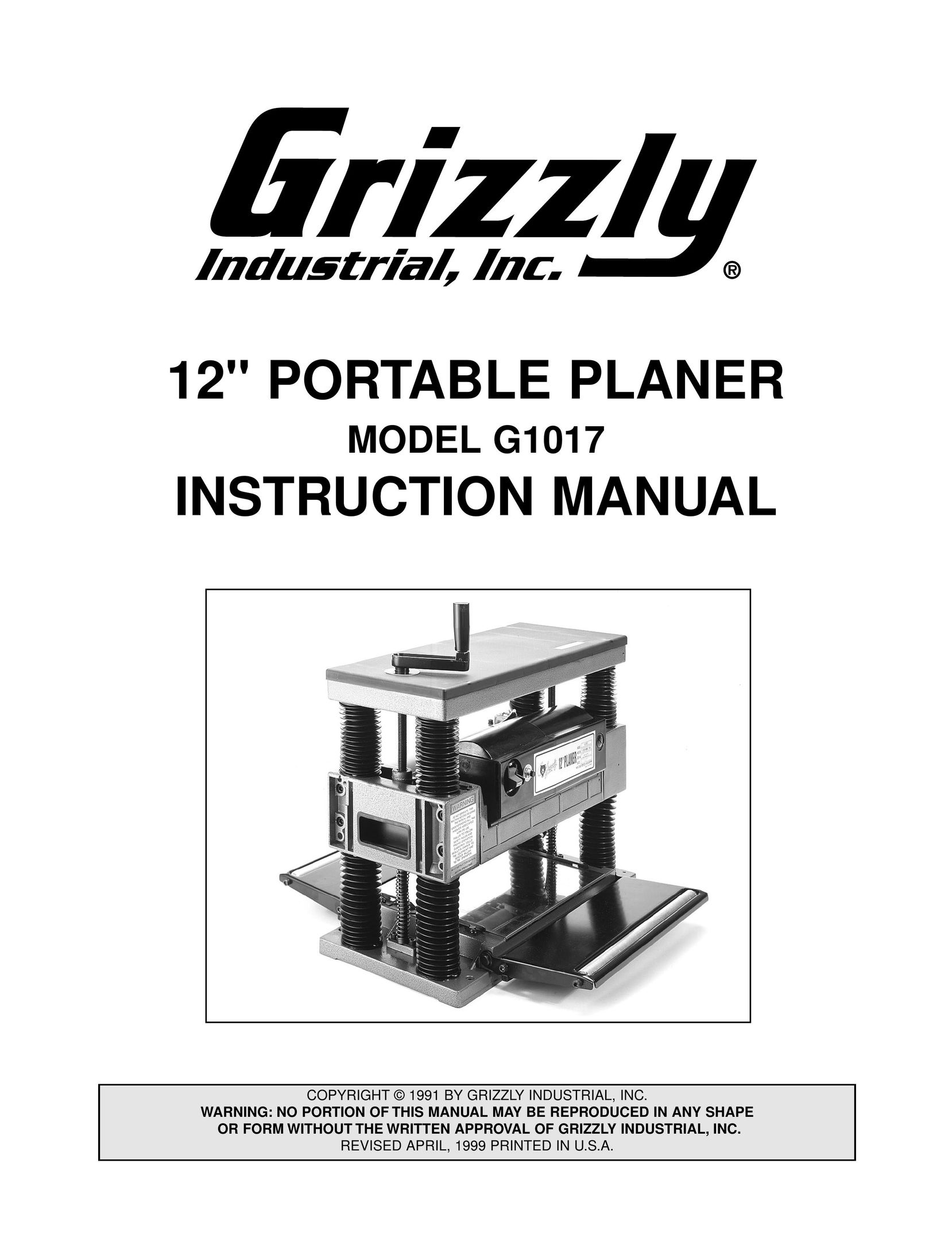 Grizzly G1017 Planer User Manual
