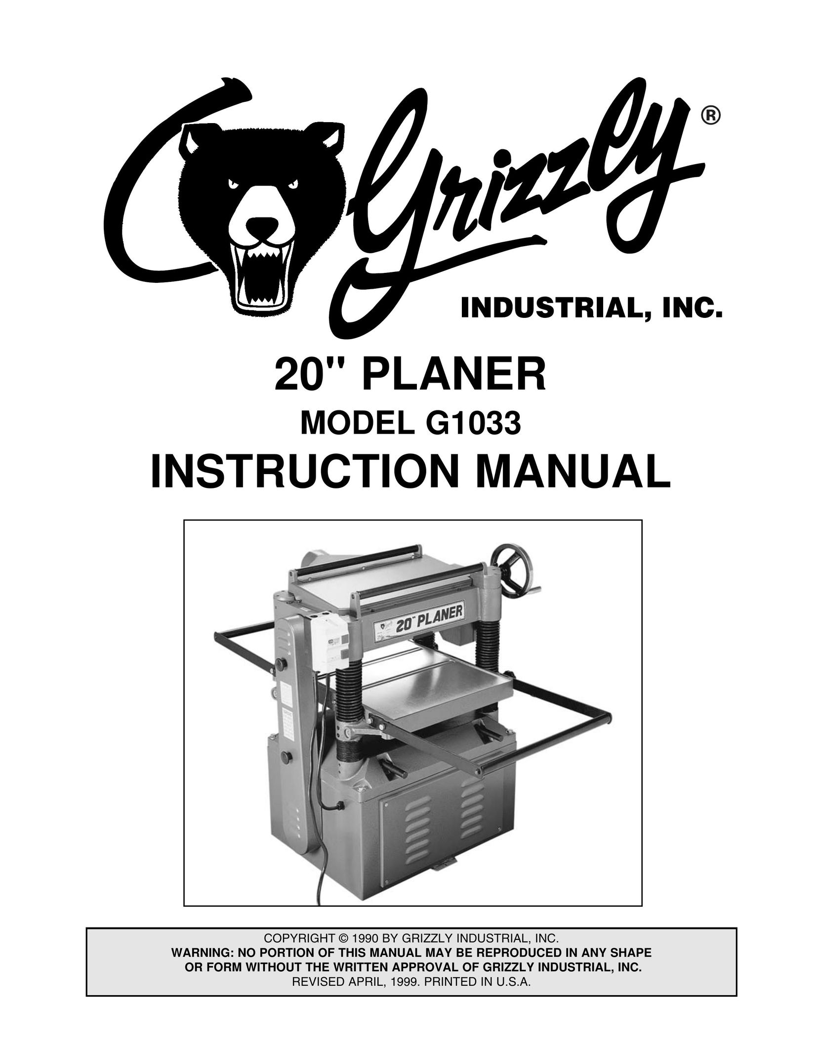 Grizzly G1033 Planer User Manual