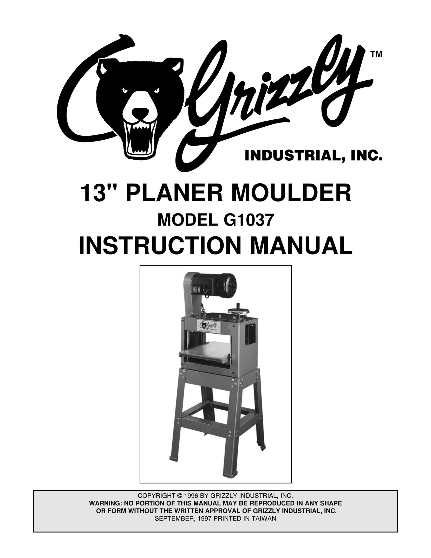 Grizzly G1037 Planer User Manual