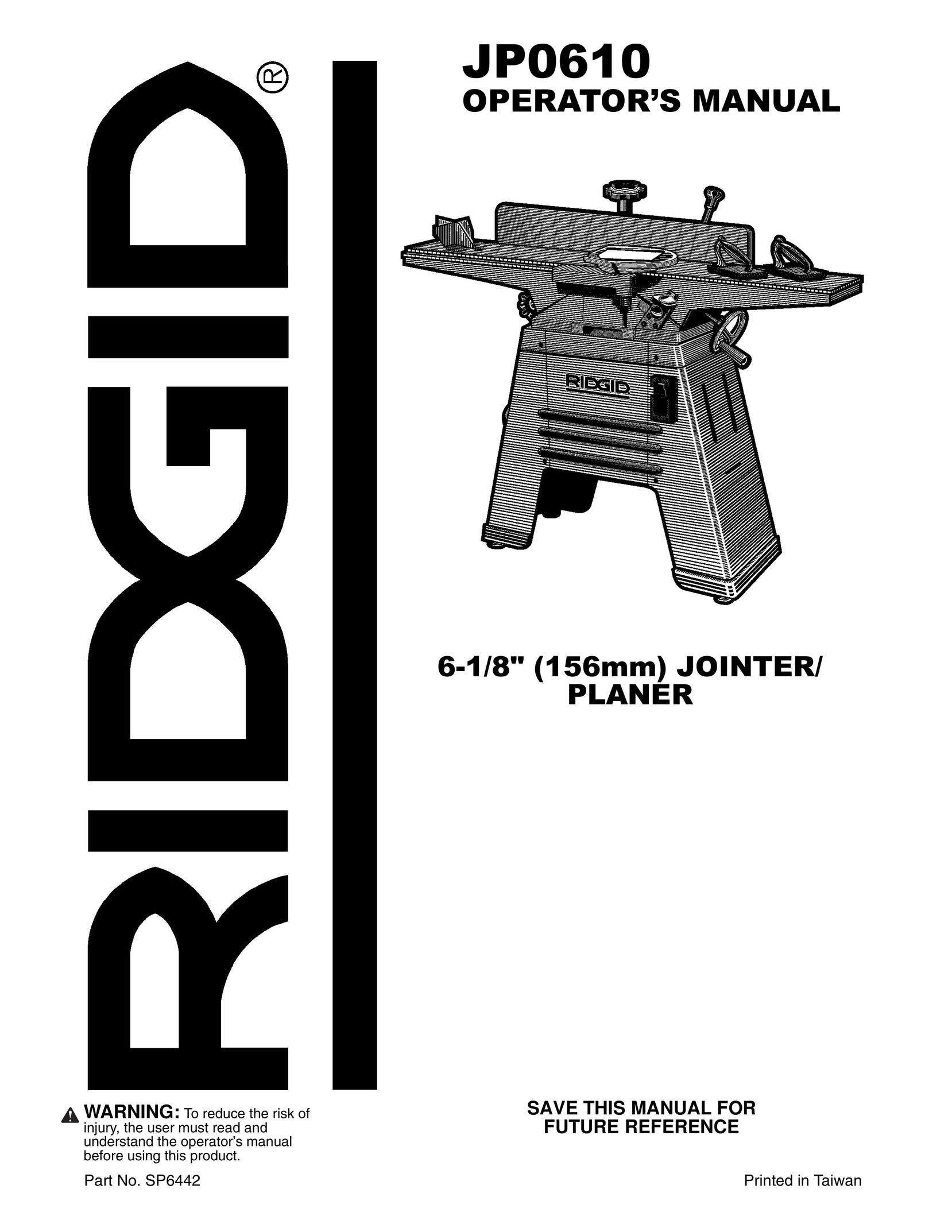 RIDGID JP0610 Planer User Manual