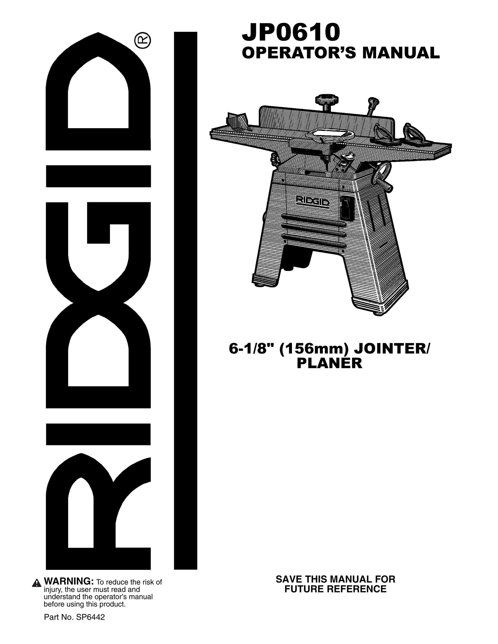 RIDGID JP06101 Planer User Manual