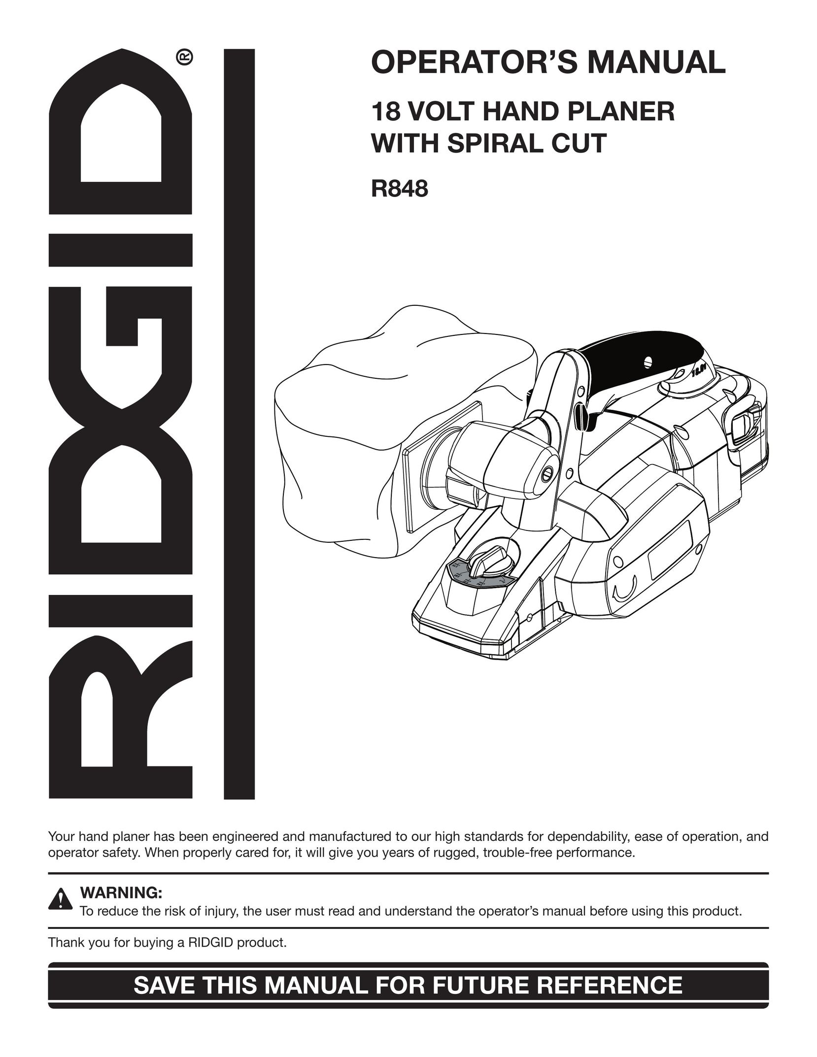 RIDGID R848 Planer User Manual