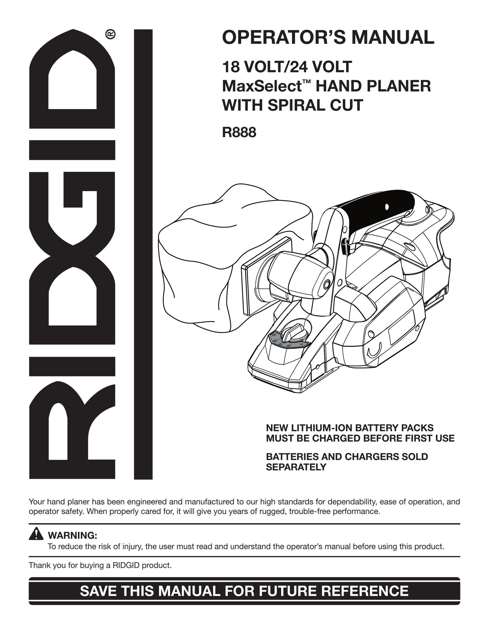 RIDGID R888 Planer User Manual