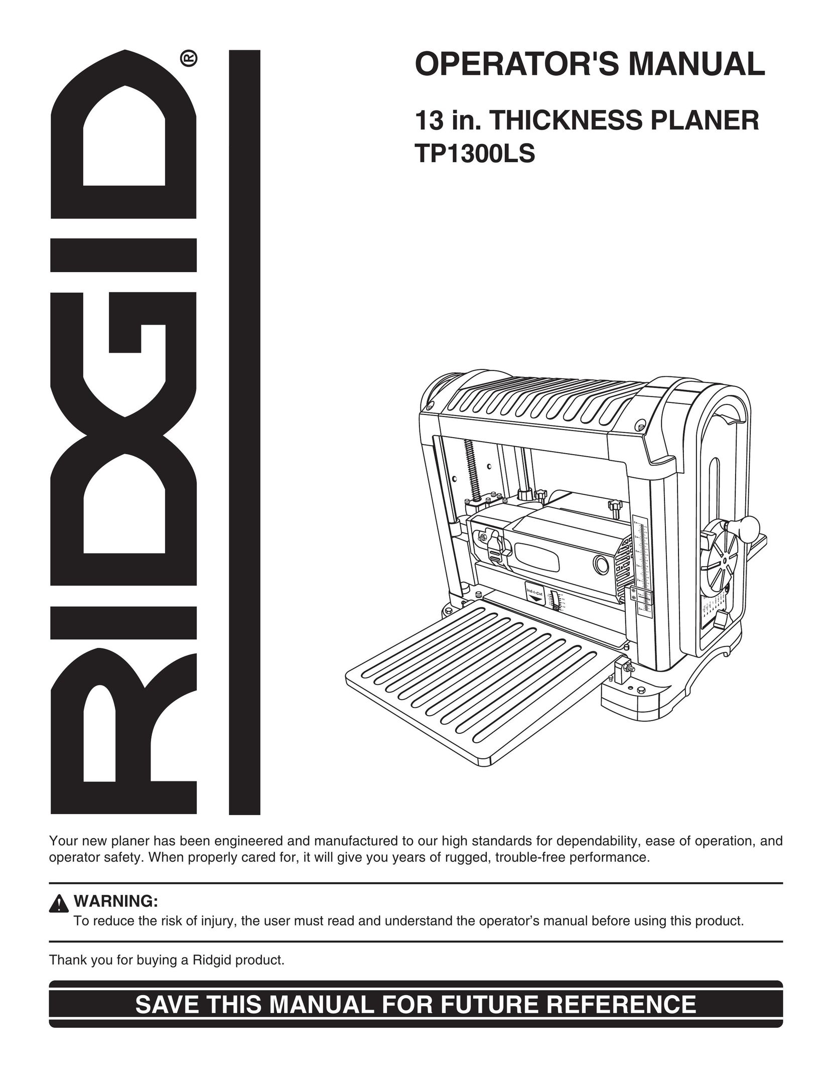 RIDGID TP1300LS Planer User Manual