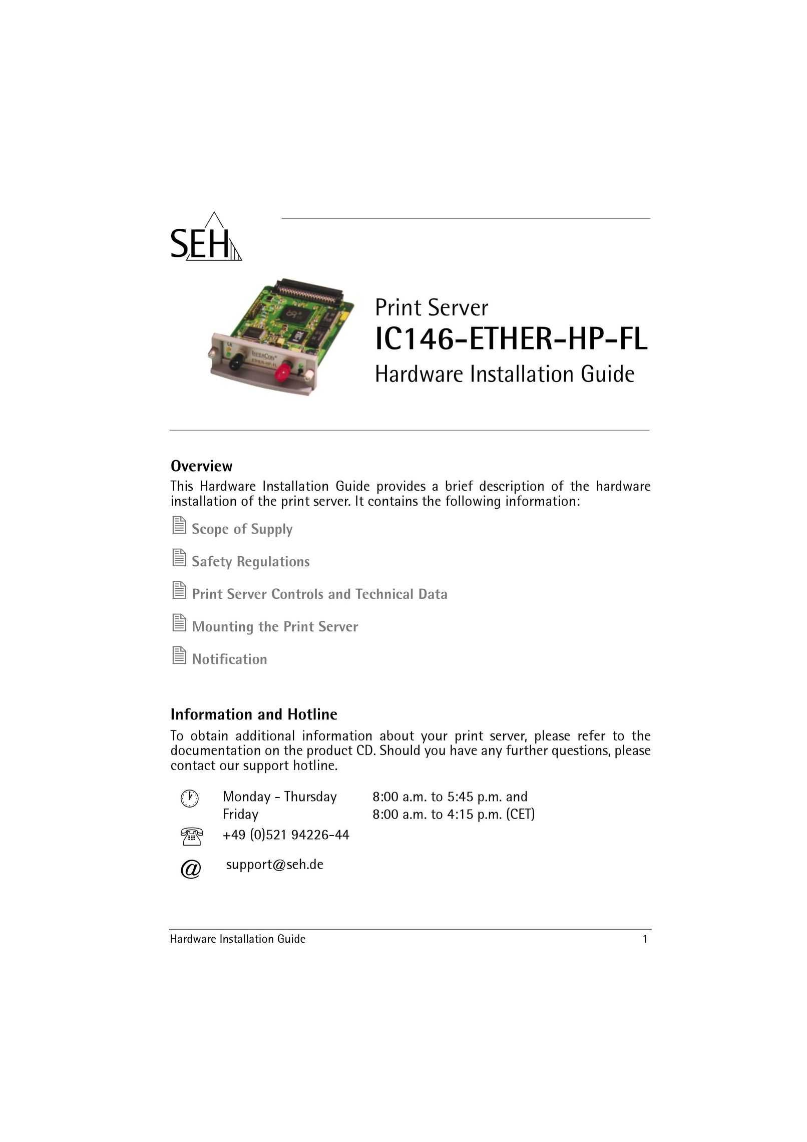SEH Computertechnik IC146-ETHER-HP-FL Planer User Manual