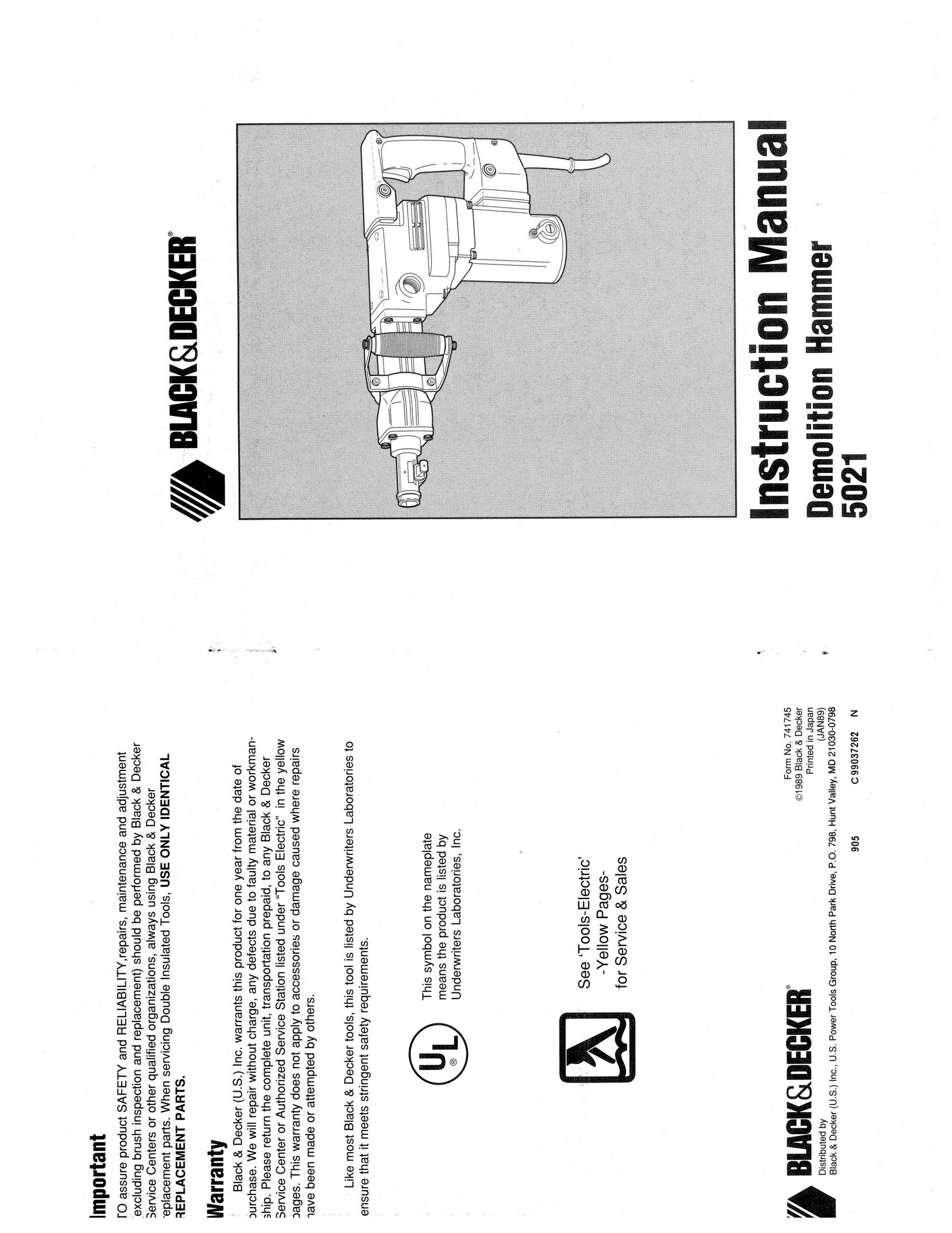 Black & Decker 5021 Power Hammer User Manual