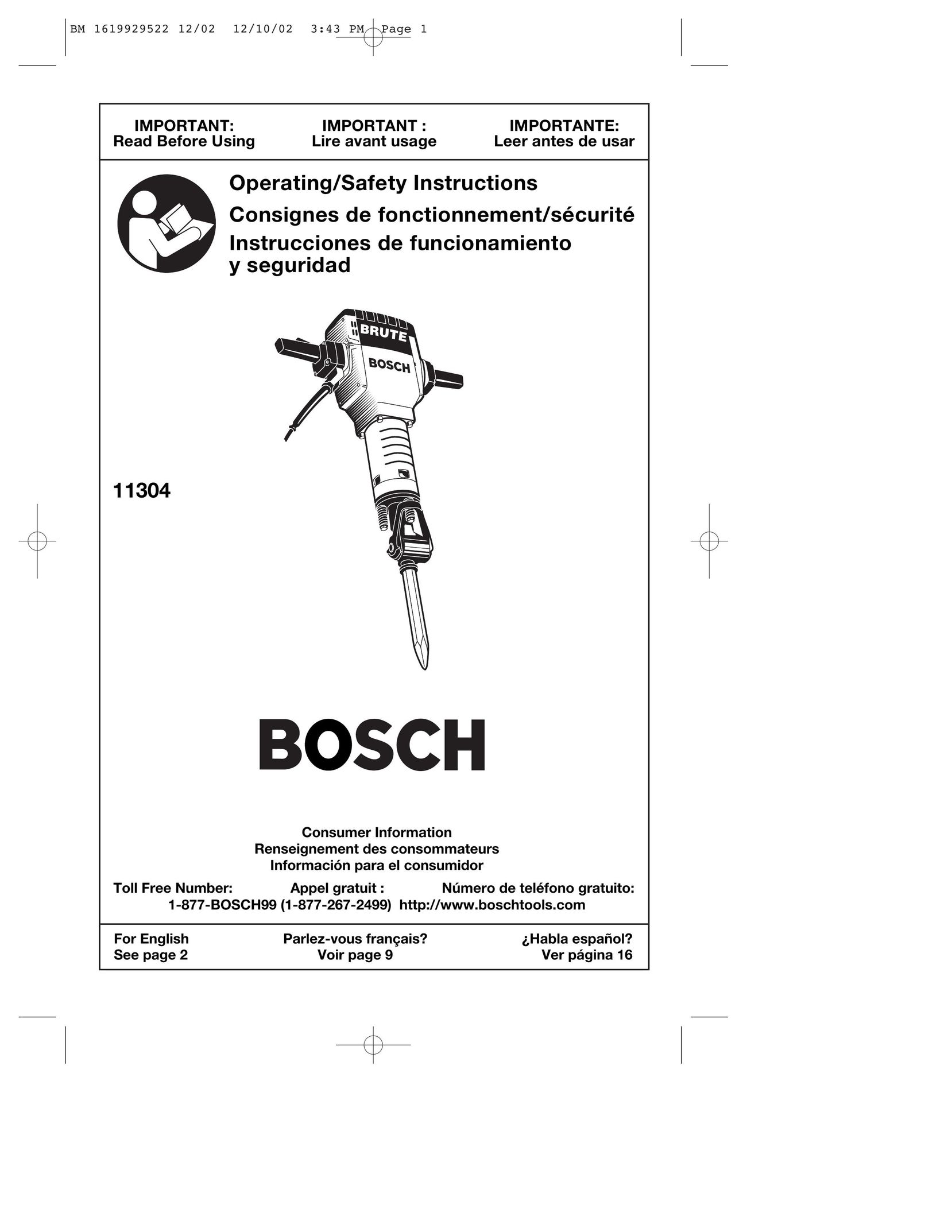 Bosch Power Tools 11304 Power Hammer User Manual