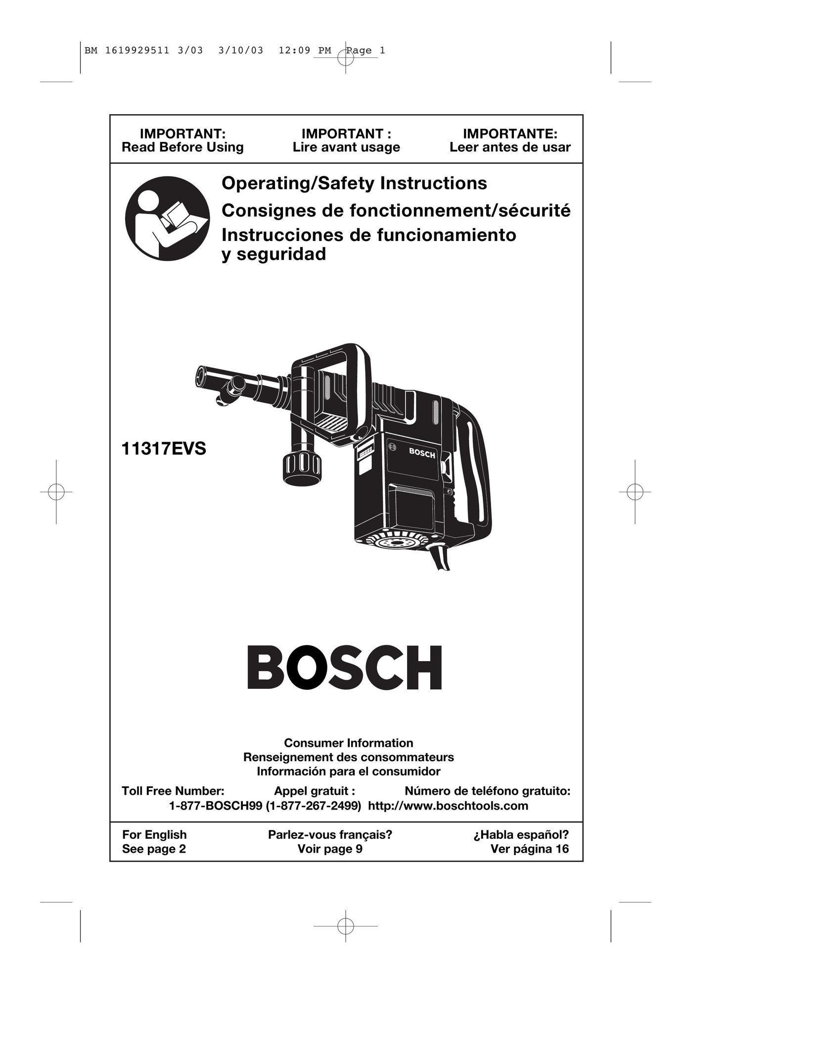 Bosch Power Tools 11317EVS Power Hammer User Manual