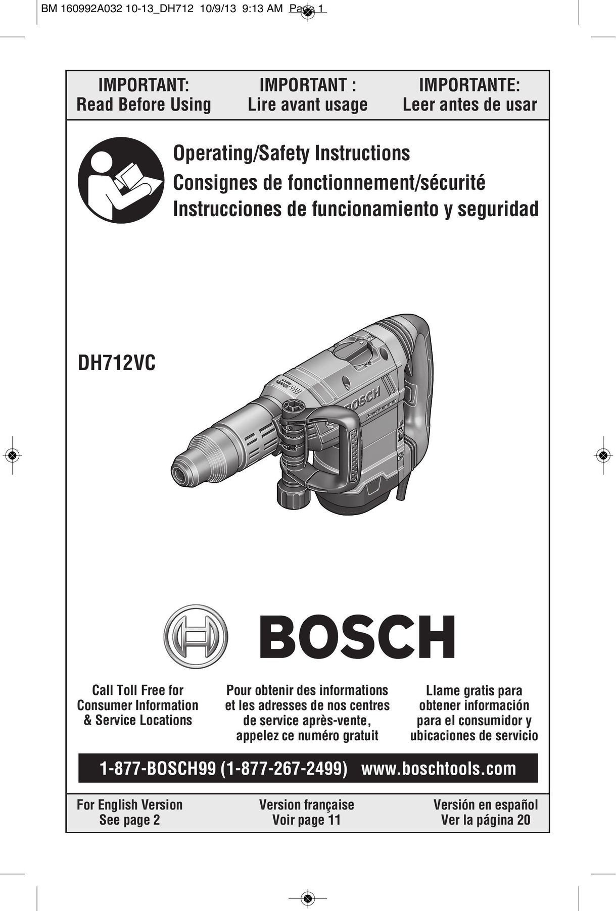 Bosch Power Tools DH712VC Power Hammer User Manual