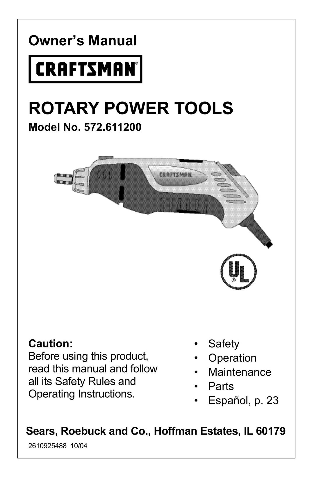 Craftsman 572.6112 Power Hammer User Manual