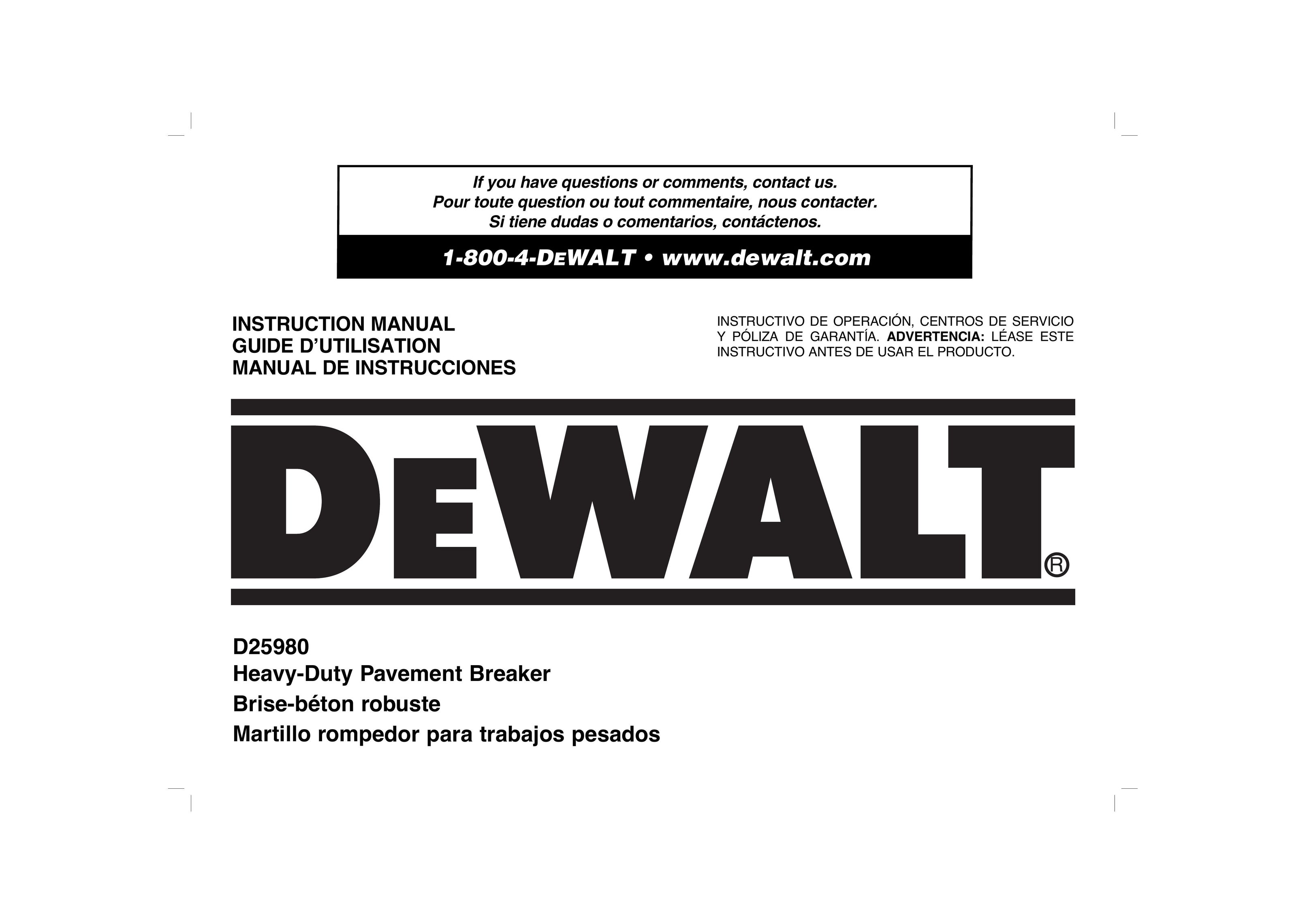 DeWalt D25980K Power Hammer User Manual