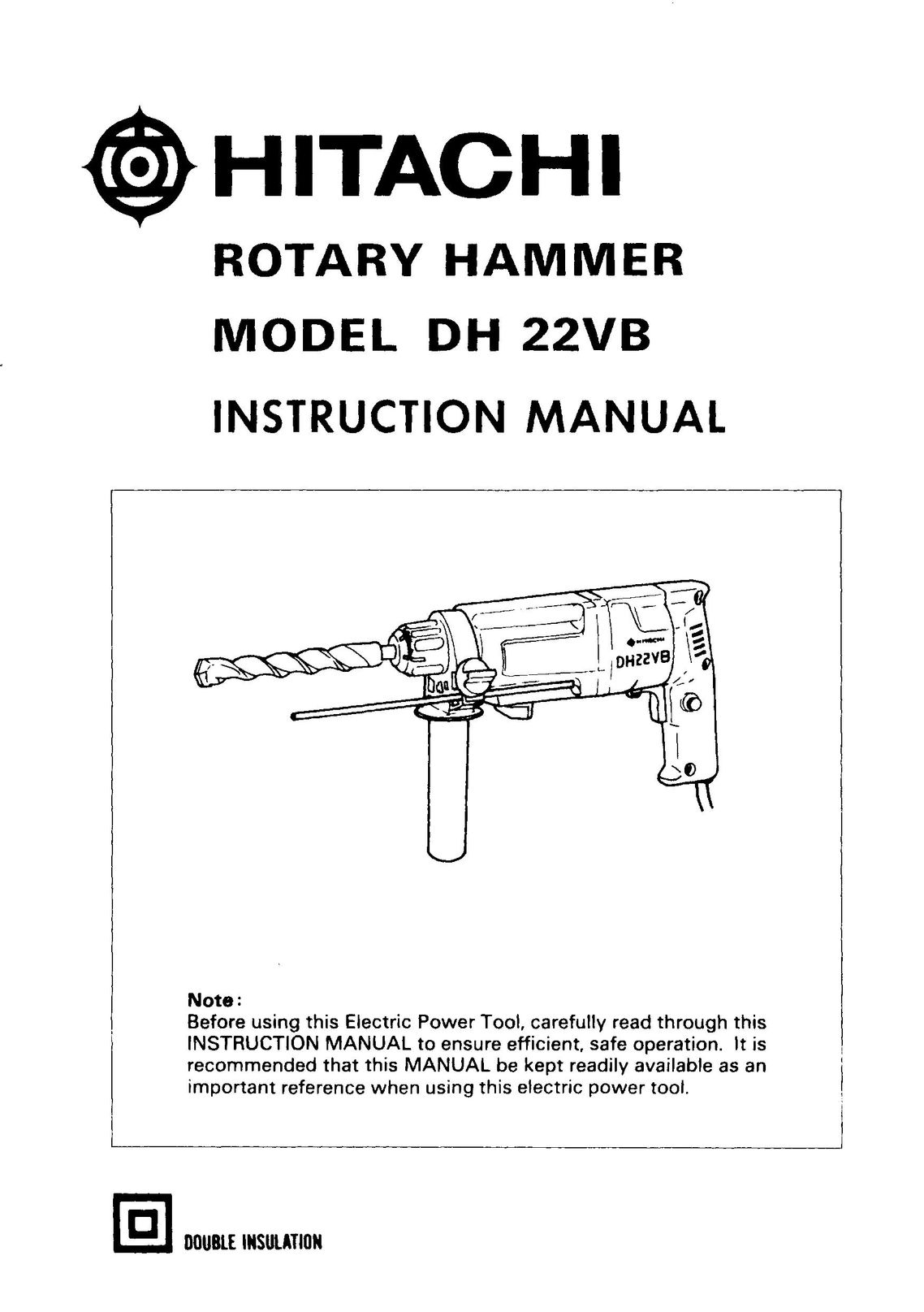 Hitachi DH 22VB Power Hammer User Manual
