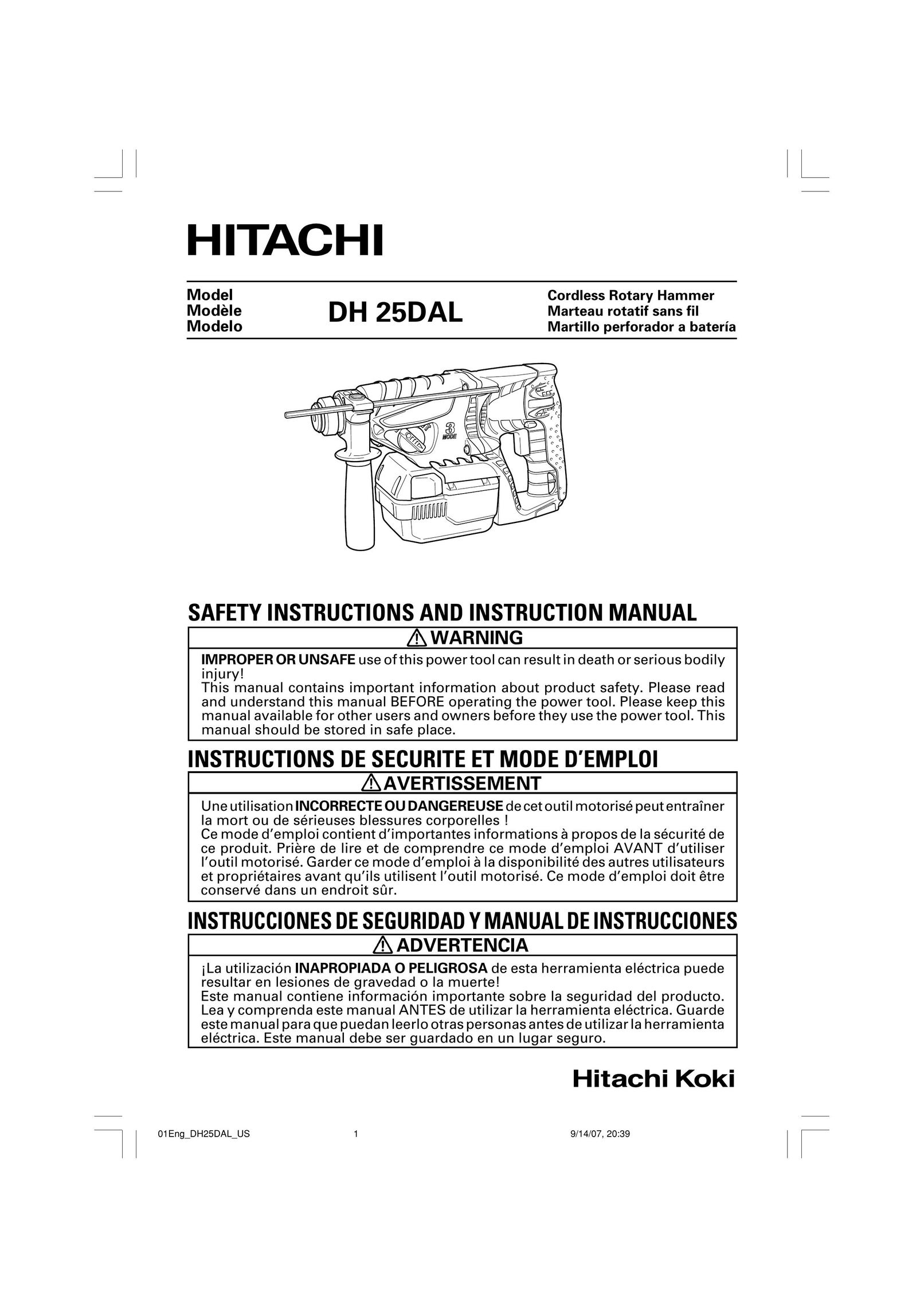 Hitachi DH 25DAL Power Hammer User Manual