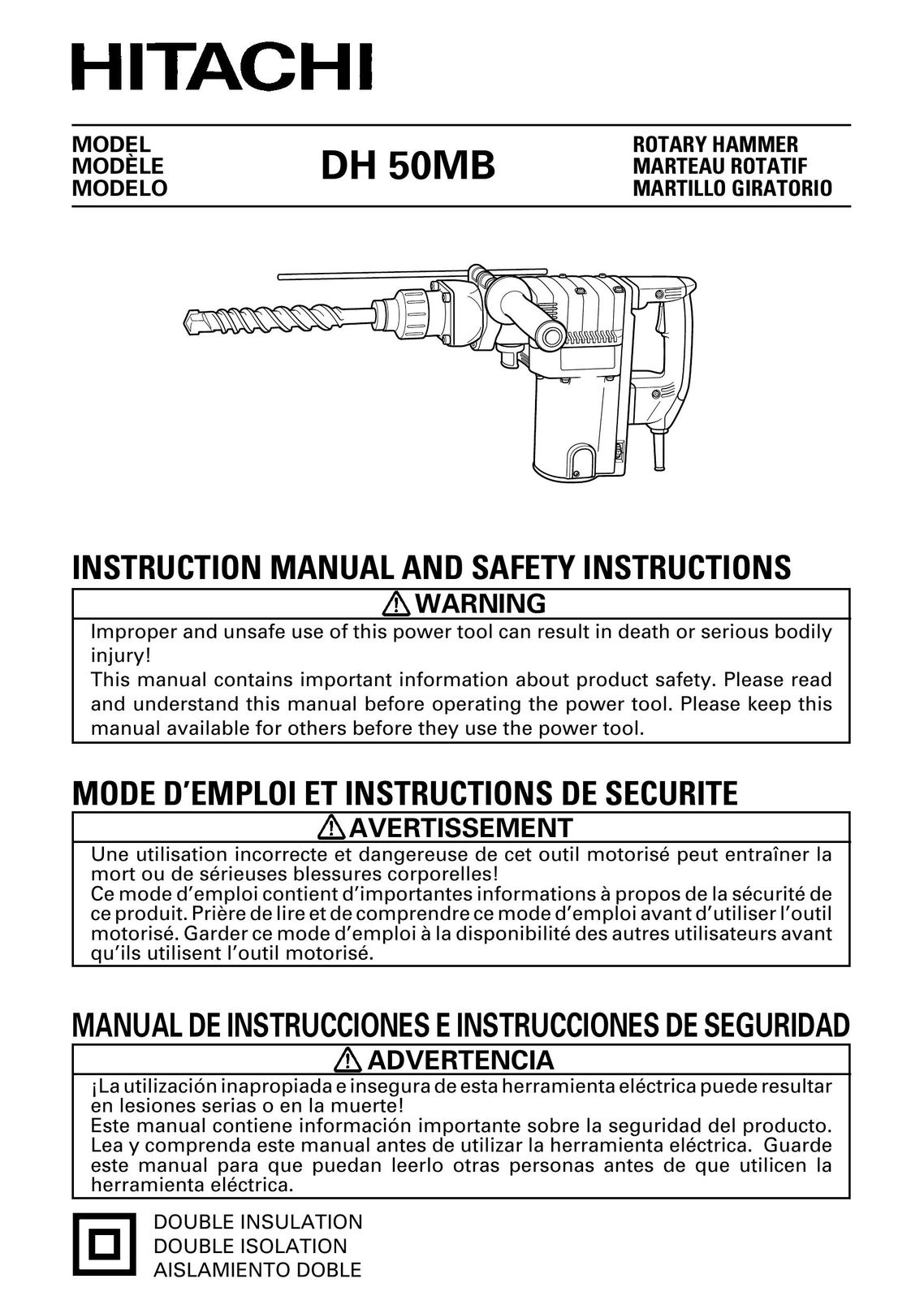 Hitachi DH 50MB Power Hammer User Manual