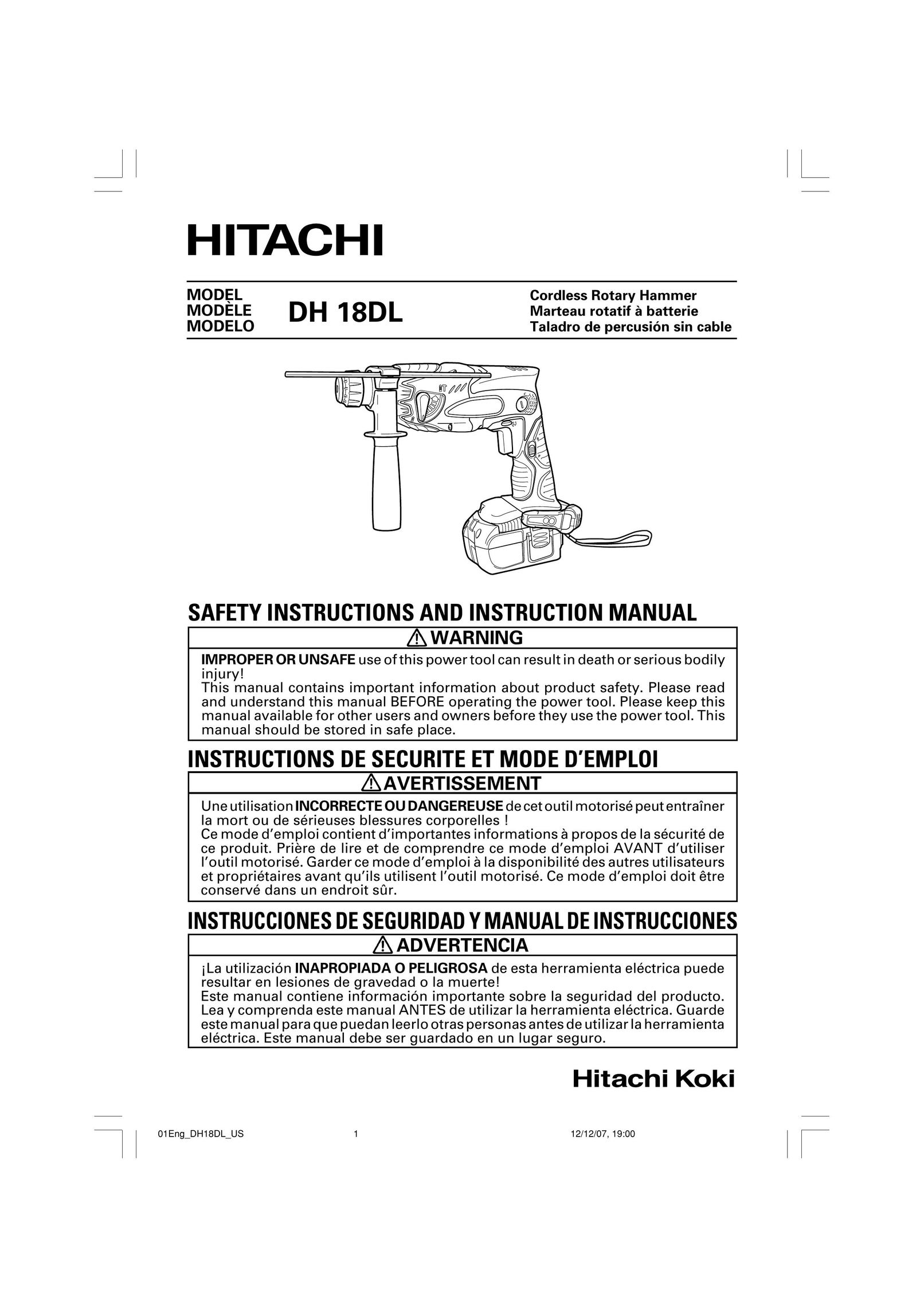 Hitachi dh18dl Power Hammer User Manual