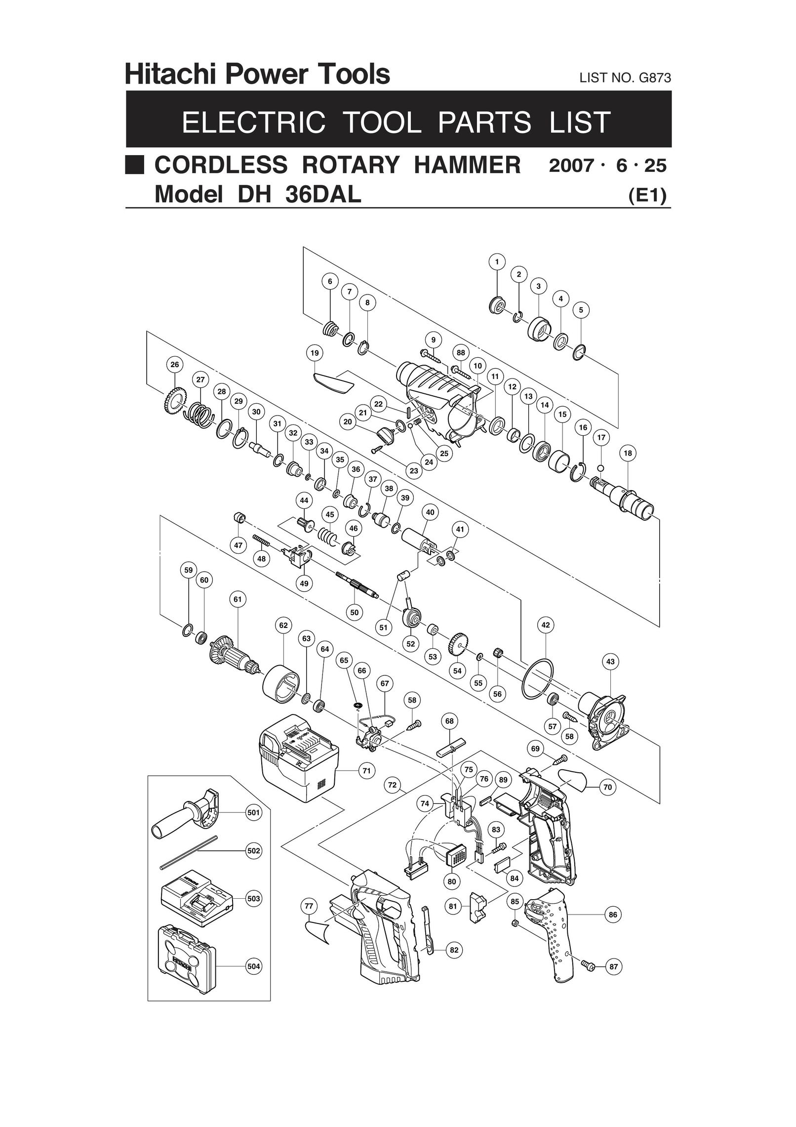 Hitachi G873 Power Hammer User Manual