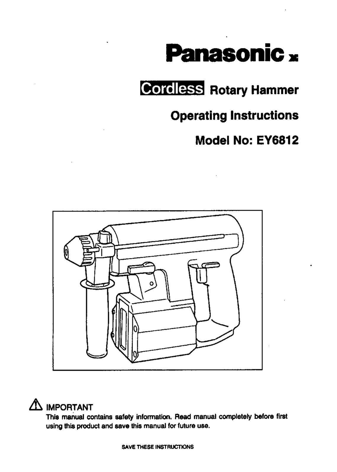 Panasonic EY6812 Power Hammer User Manual