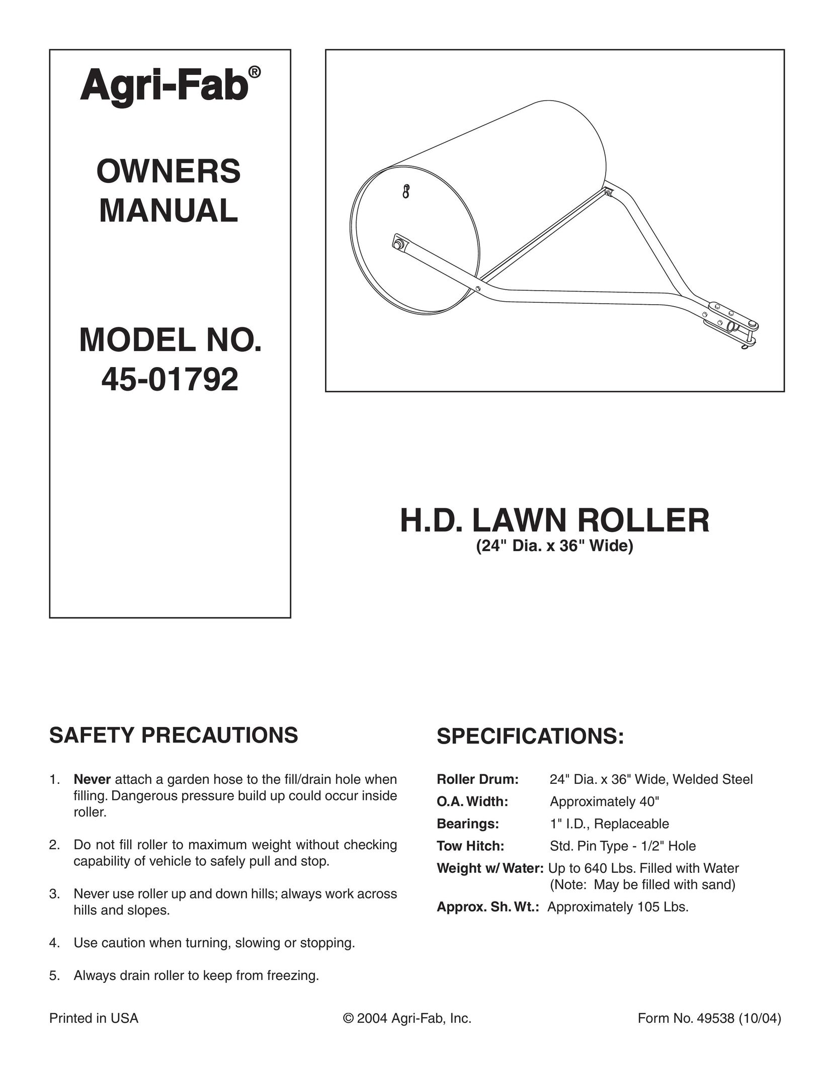 Agri-Fab 45-01792 Power Roller User Manual