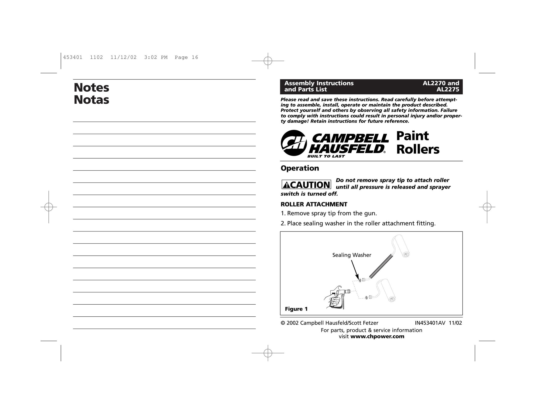 Campbell Hausfeld AL2270 Power Roller User Manual