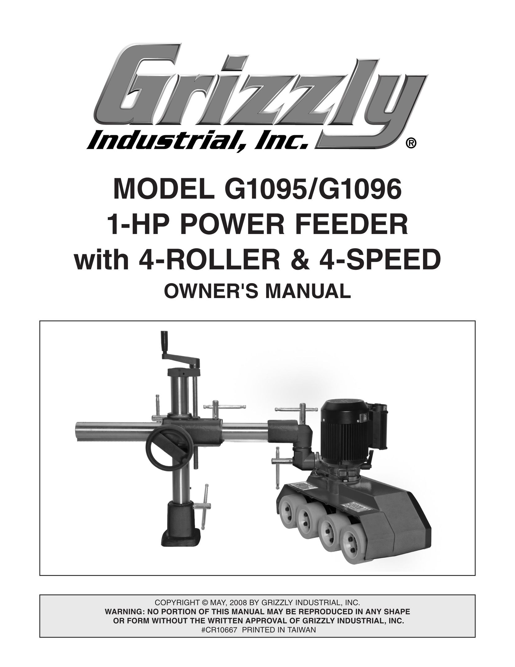 Grizzly G1095/G1096 Power Roller User Manual