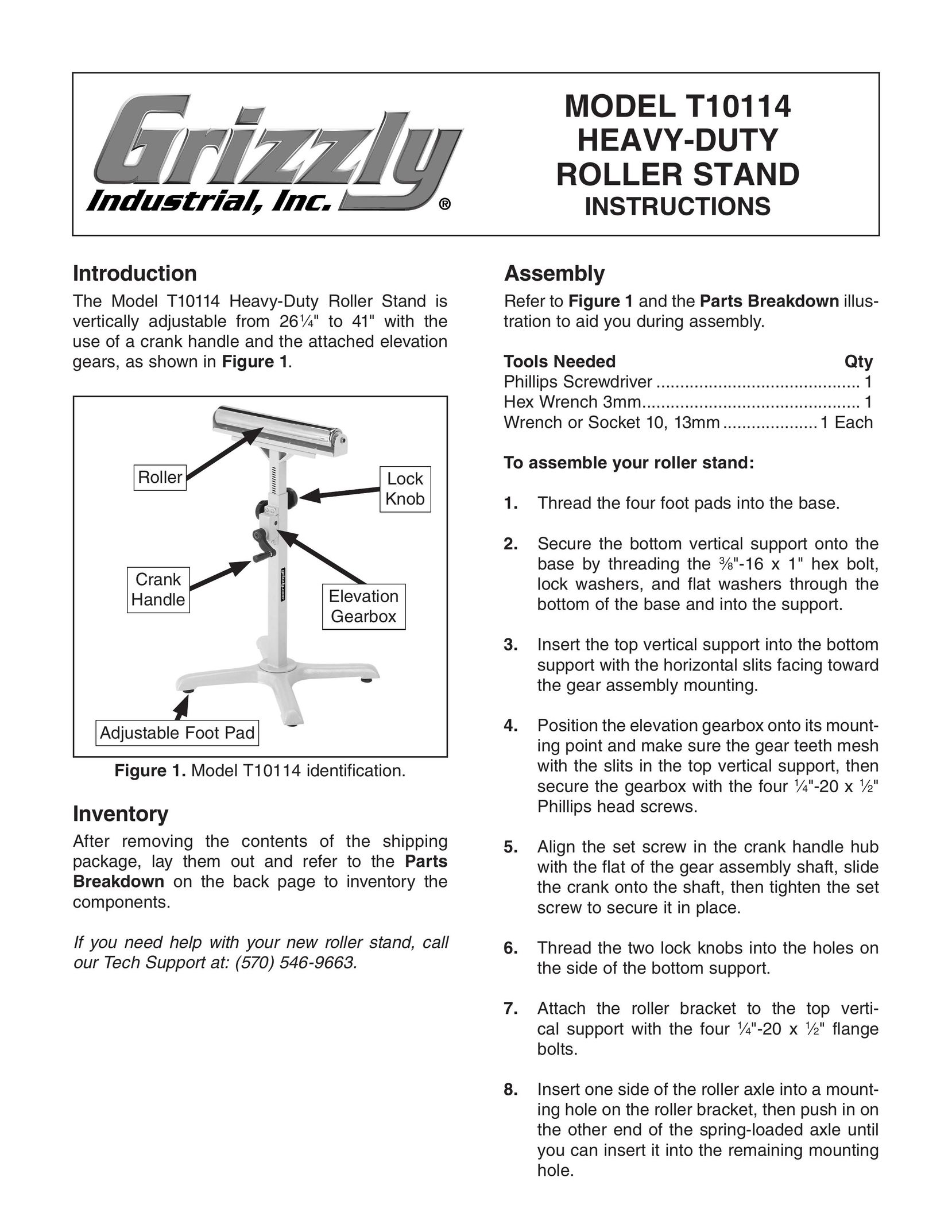 Grizzly T10114 Power Roller User Manual