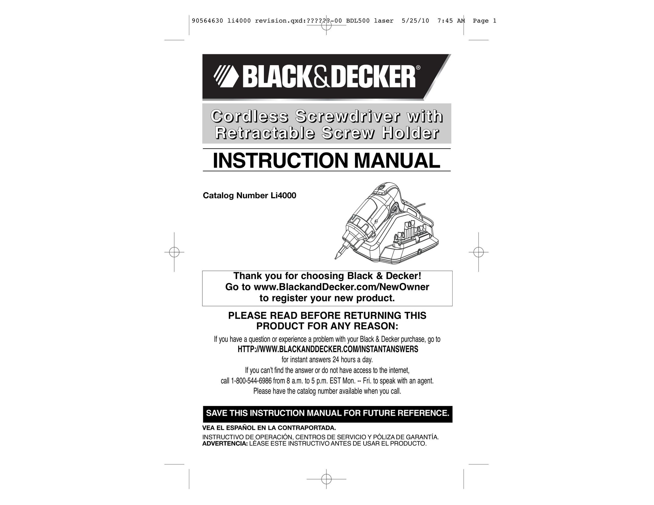 Black & Decker 90564630 Power Screwdriver User Manual