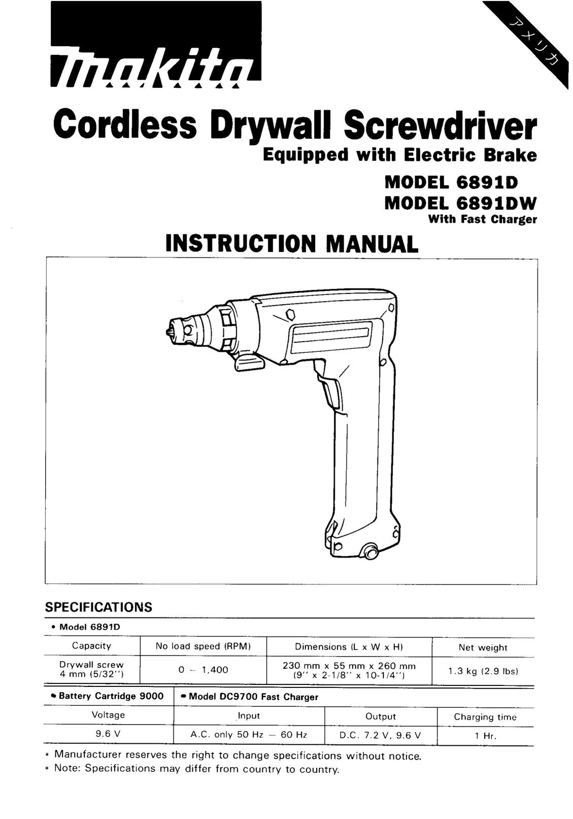 Makita 6891D Power Screwdriver User Manual