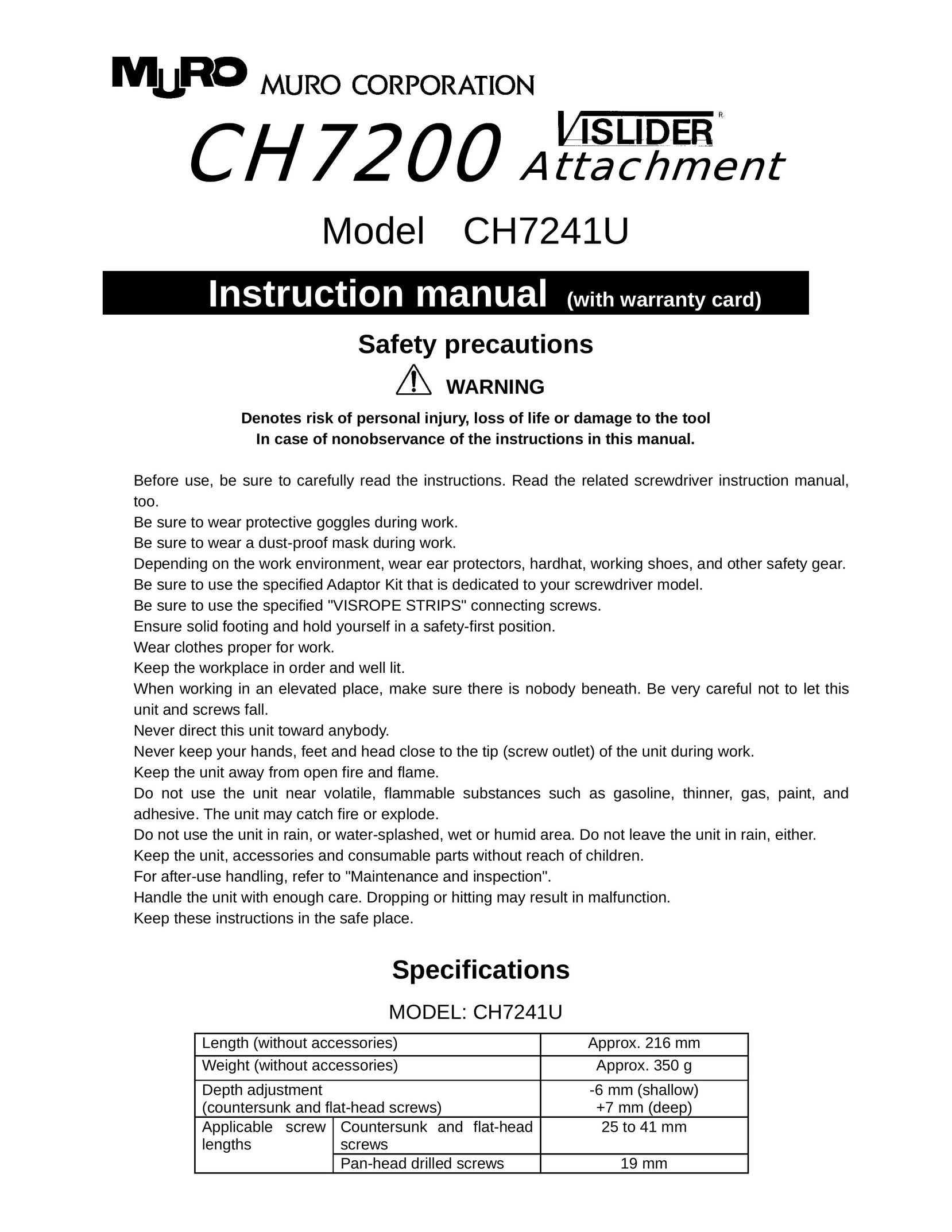 MURO CH7241U Power Screwdriver User Manual