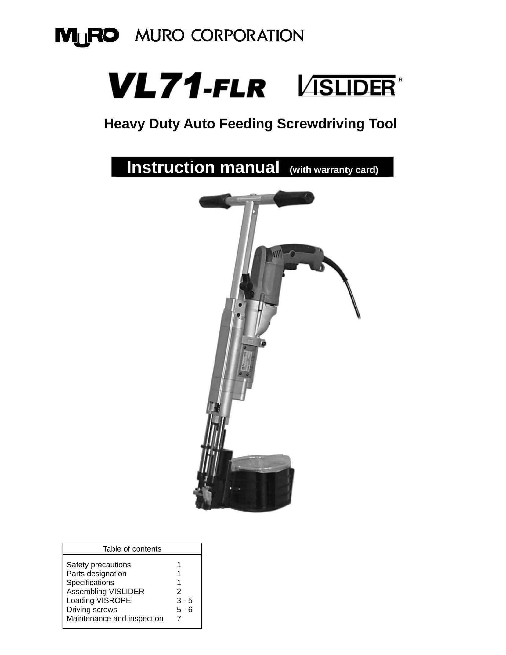 MURO VL71-FLR Power Screwdriver User Manual