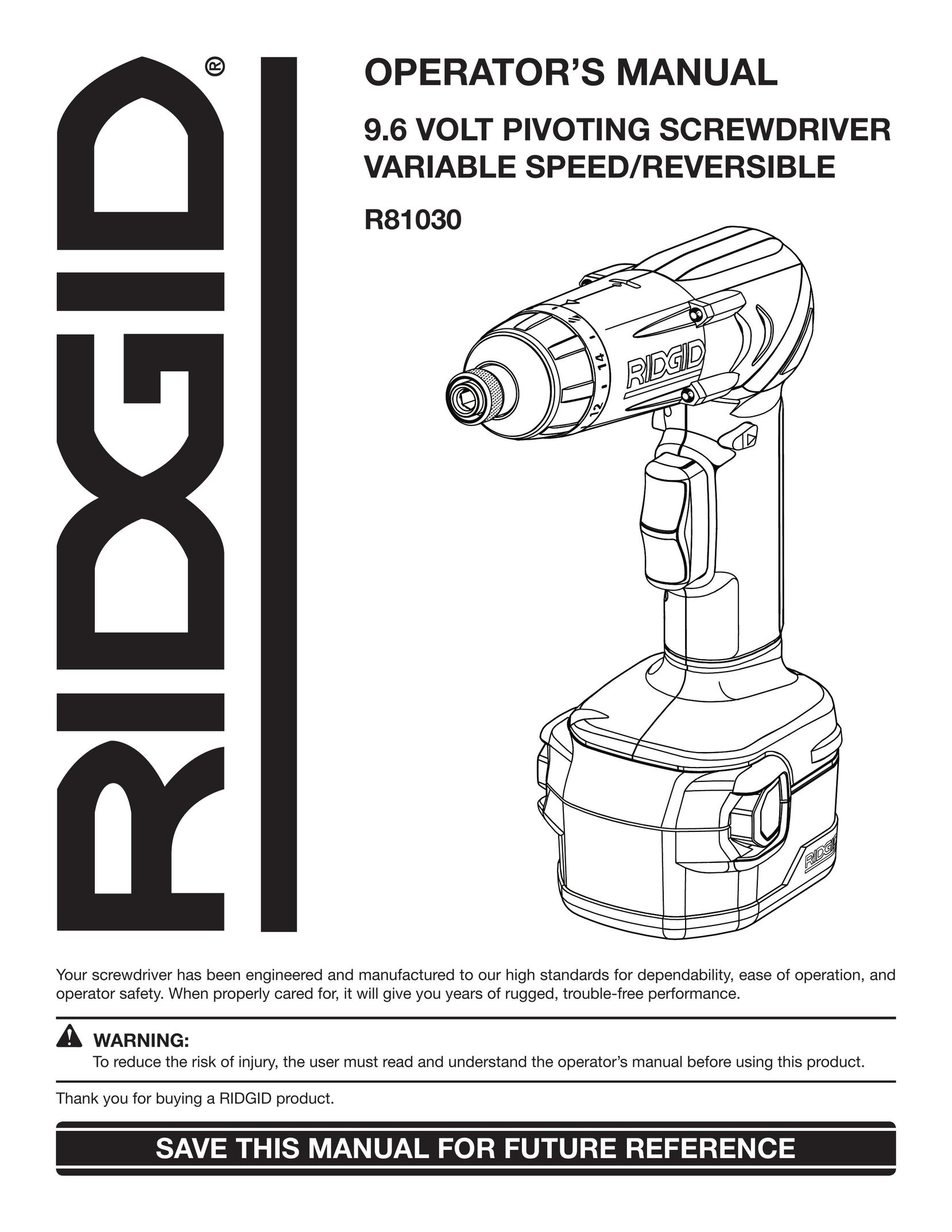 RIDGID R81030 Power Screwdriver User Manual