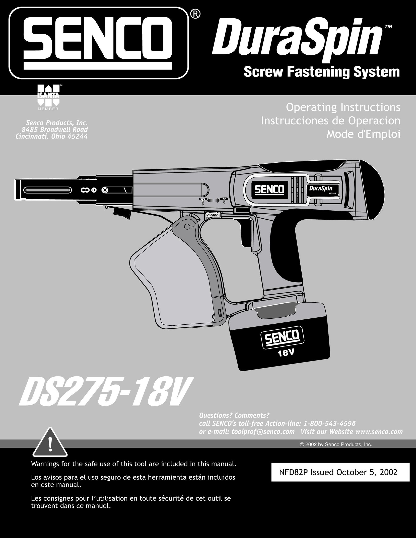 Senco DS275-18V Power Screwdriver User Manual