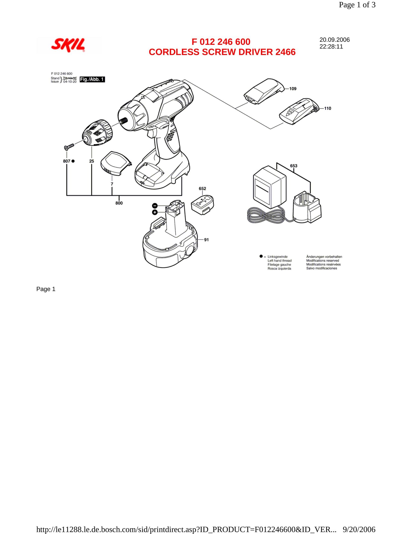 Skil F 012 246 600 Power Screwdriver User Manual