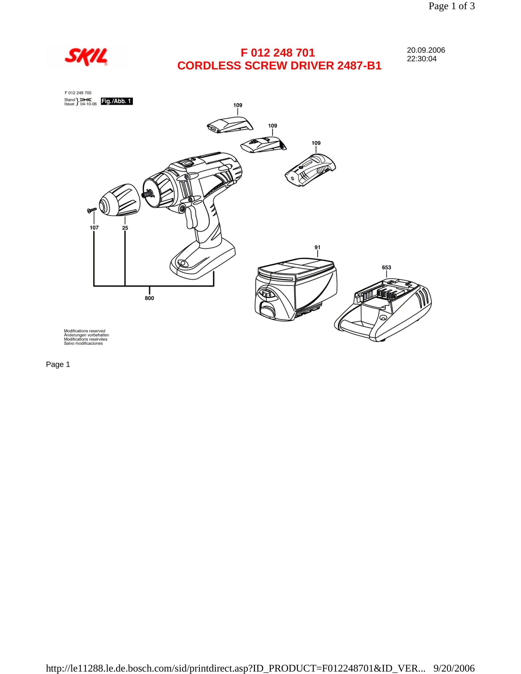 Skil F 012 248 701 Power Screwdriver User Manual
