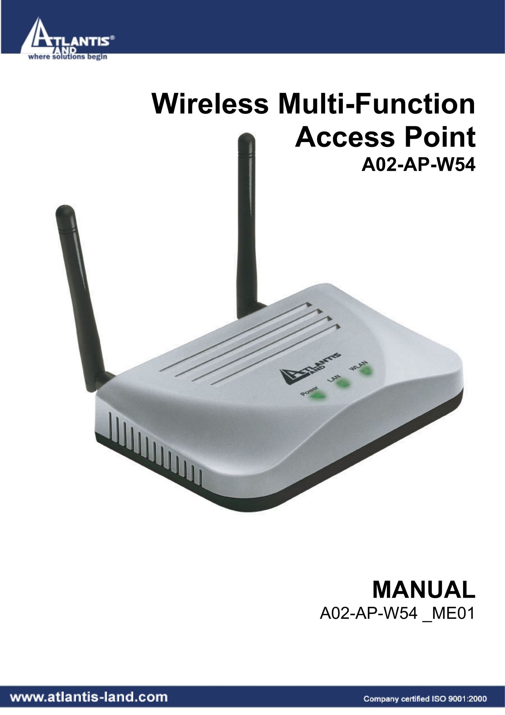 Atlantis Land Wireless Multi-Function Access Point Router User Manual