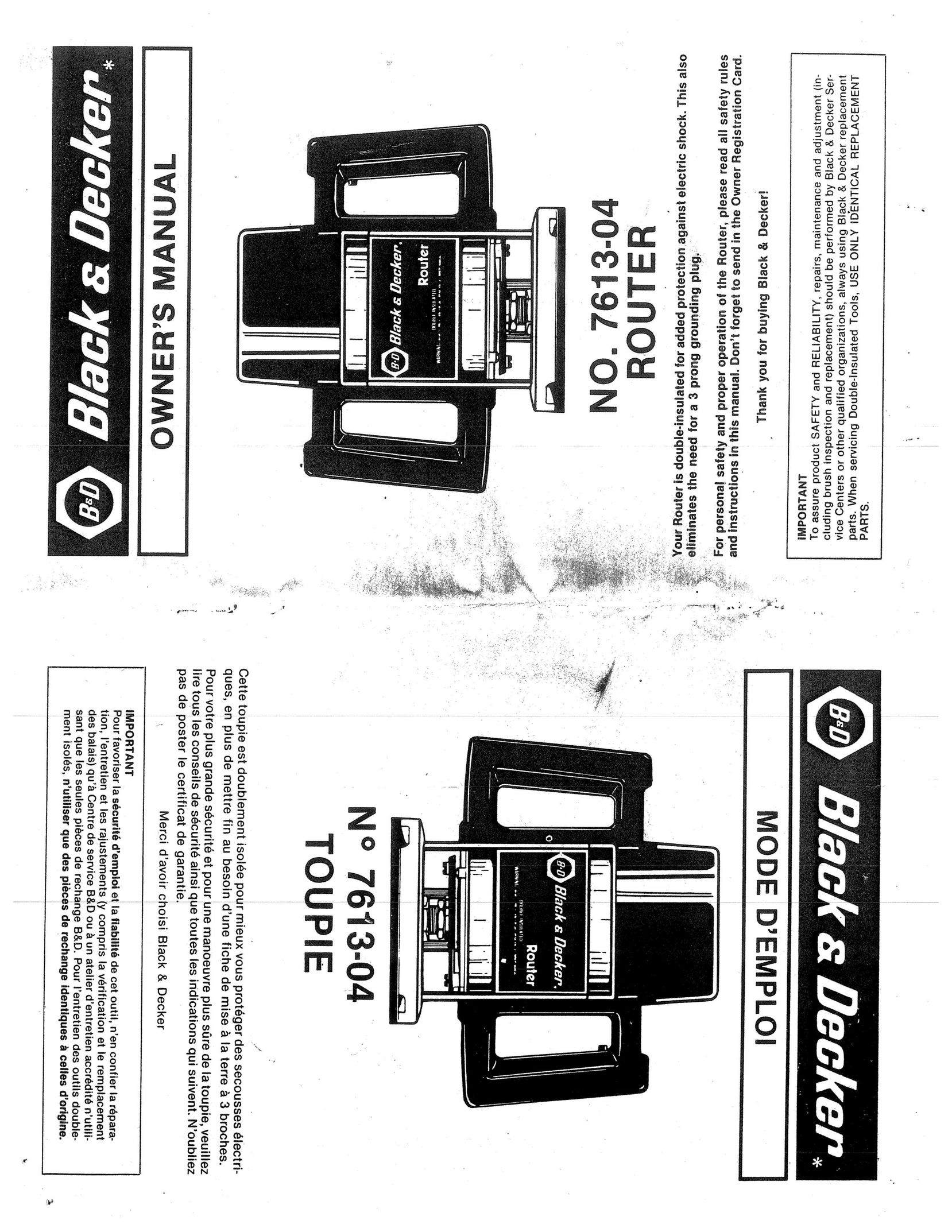 Black & Decker 7613-04 Router User Manual