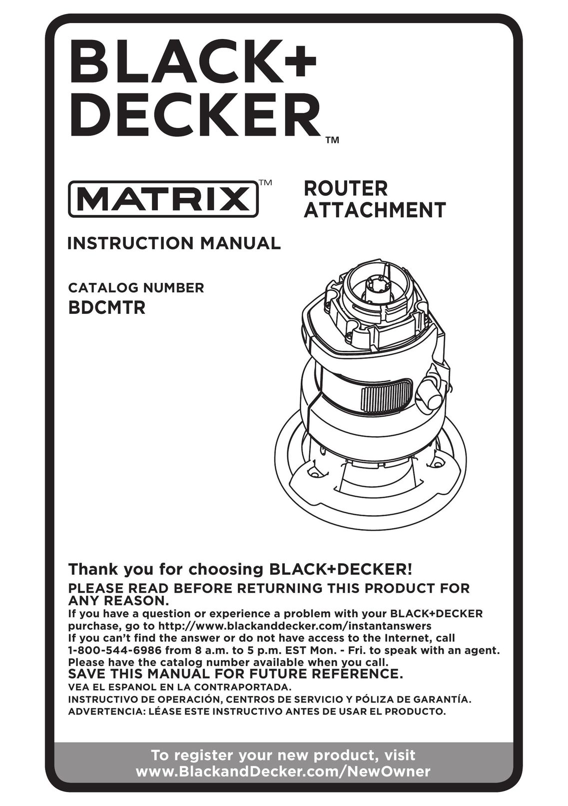 Black & Decker BDCMTJSR Router User Manual