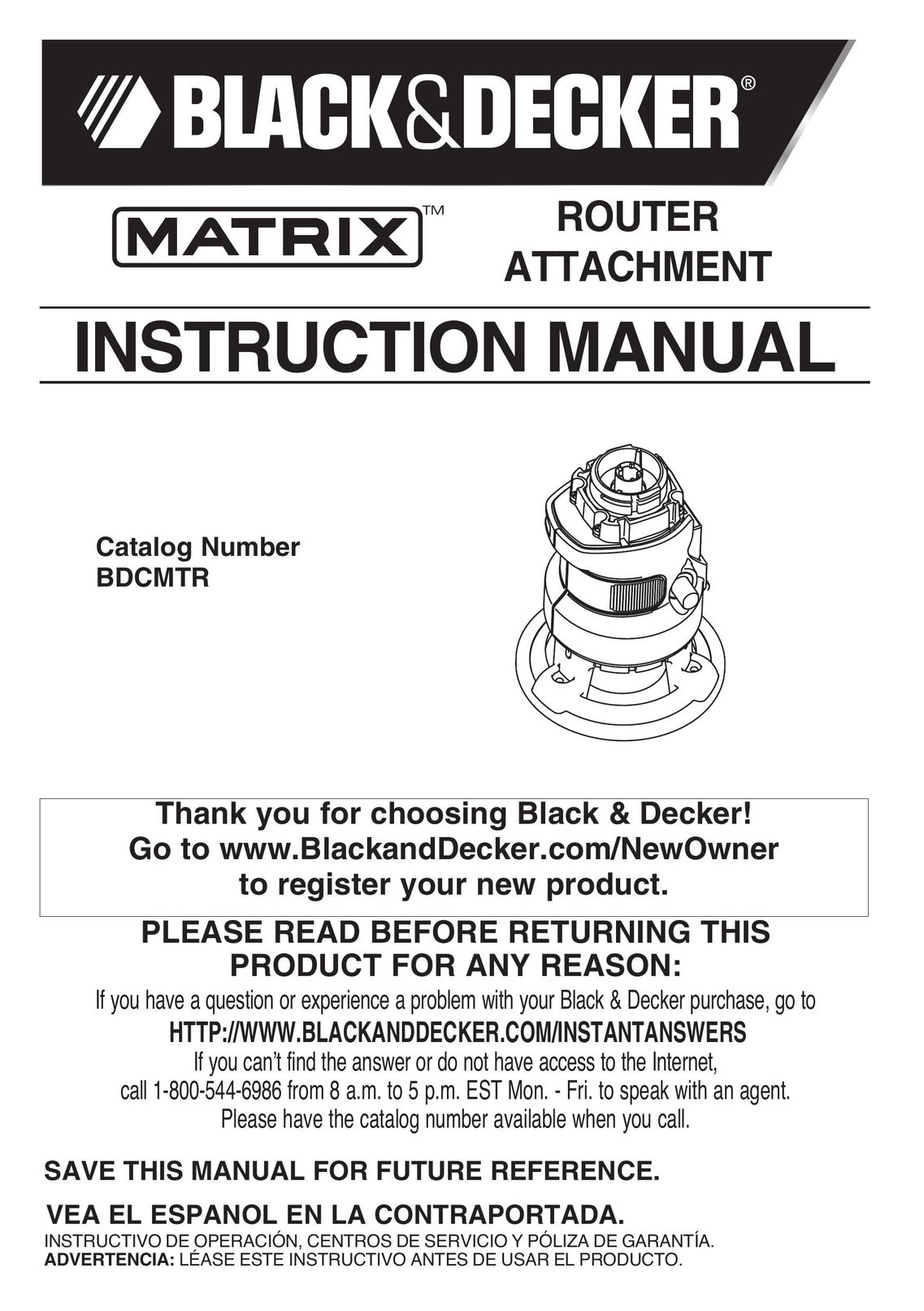 Black & Decker BDCMTR Router User Manual