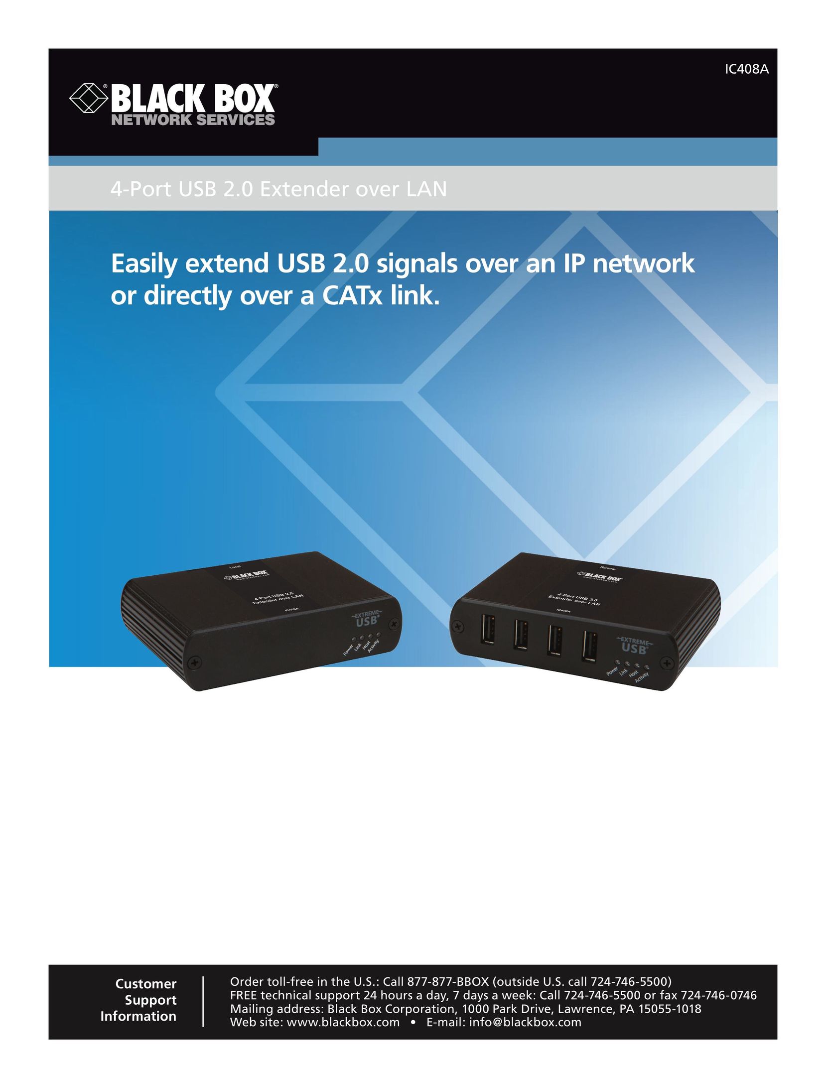 Black Box 4-Port USB 2.0 Extender over LAN Router User Manual